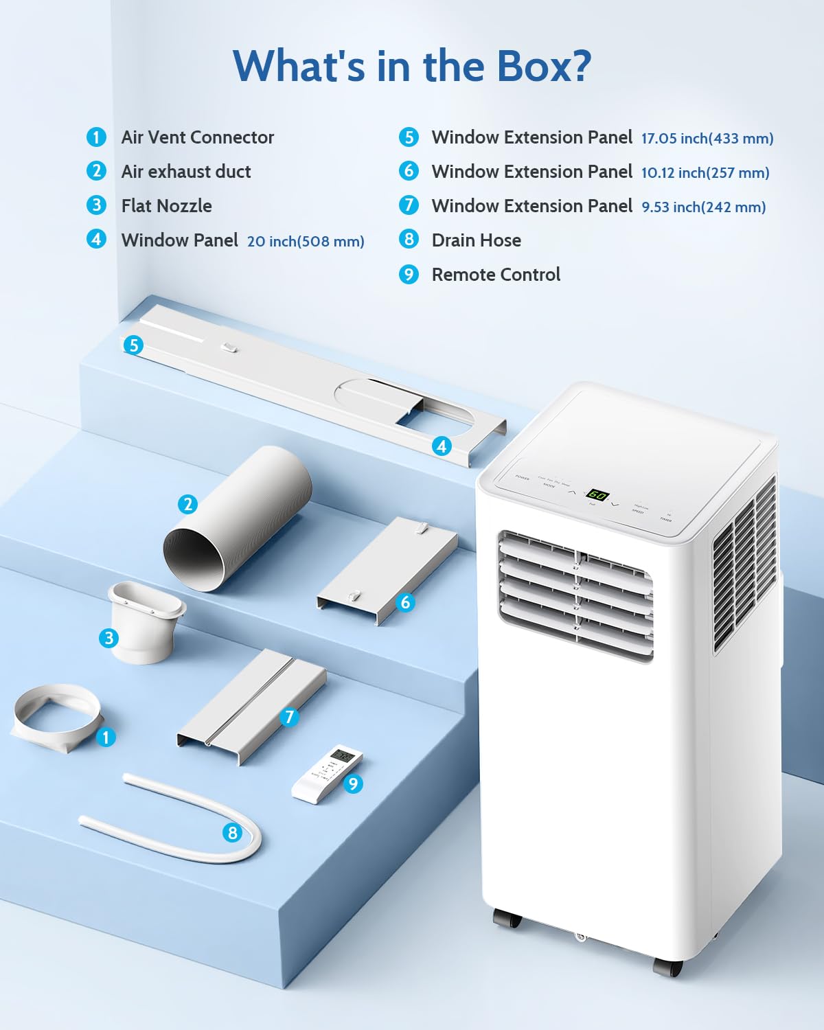 Feelfunn 14,000 BTU Portable Air Conditioners - 3-in-1 Portable AC Unit Cools Up to 750 Sq.Ft., with App/Wifi/Remote Control, Dehumidifier & Fan Modes, Window Mounting Kit, Ideal for Bedroom, Dorms