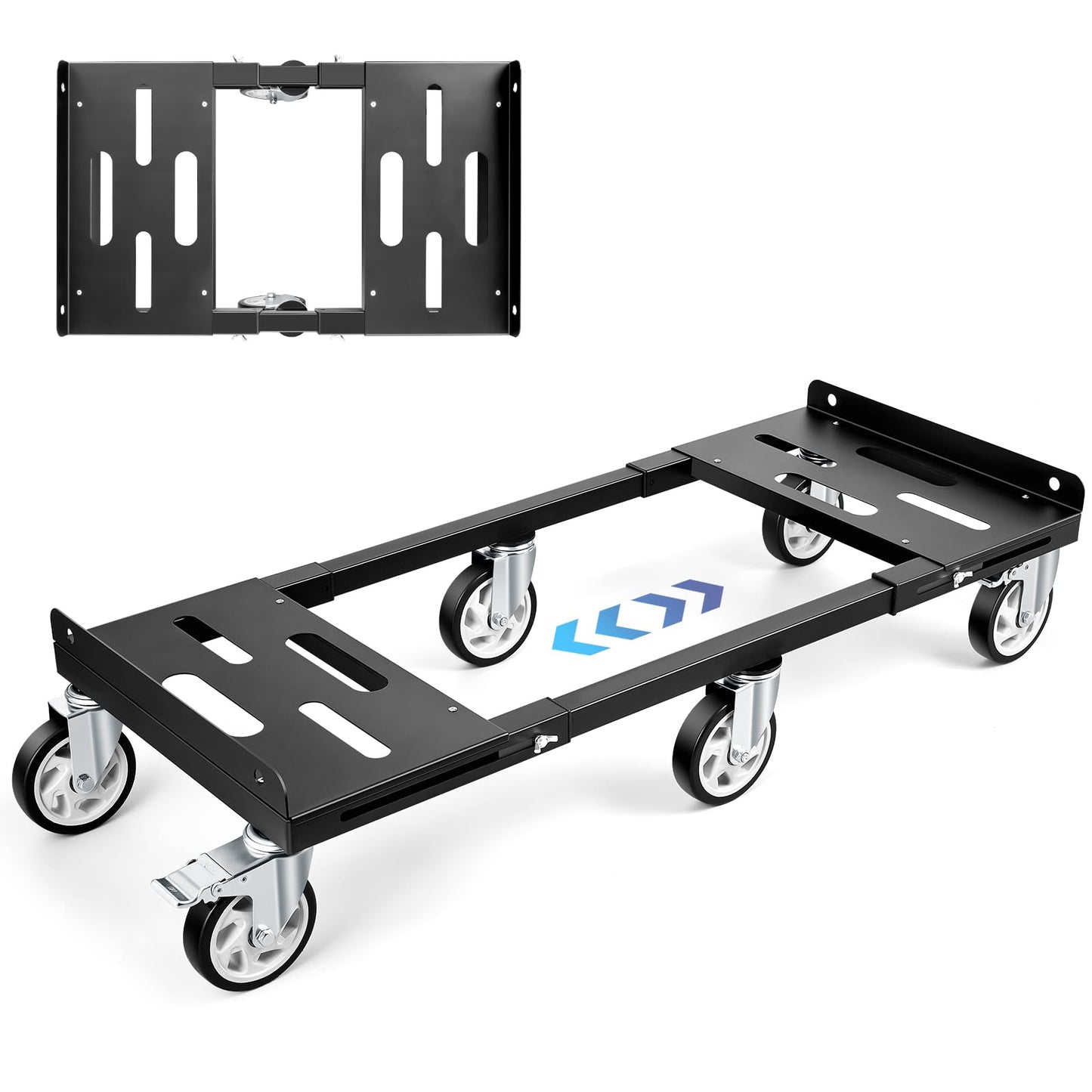 KEDSUM Moving Dolly with 5" All Terrain Wheels, 2000LBS Heavy Duty Dolly Cart with 100% Thicken Steel Frame, Expandable Furniture Dolly Up to 43.7" Wide, Used for Heavy Appliance, Building Materials