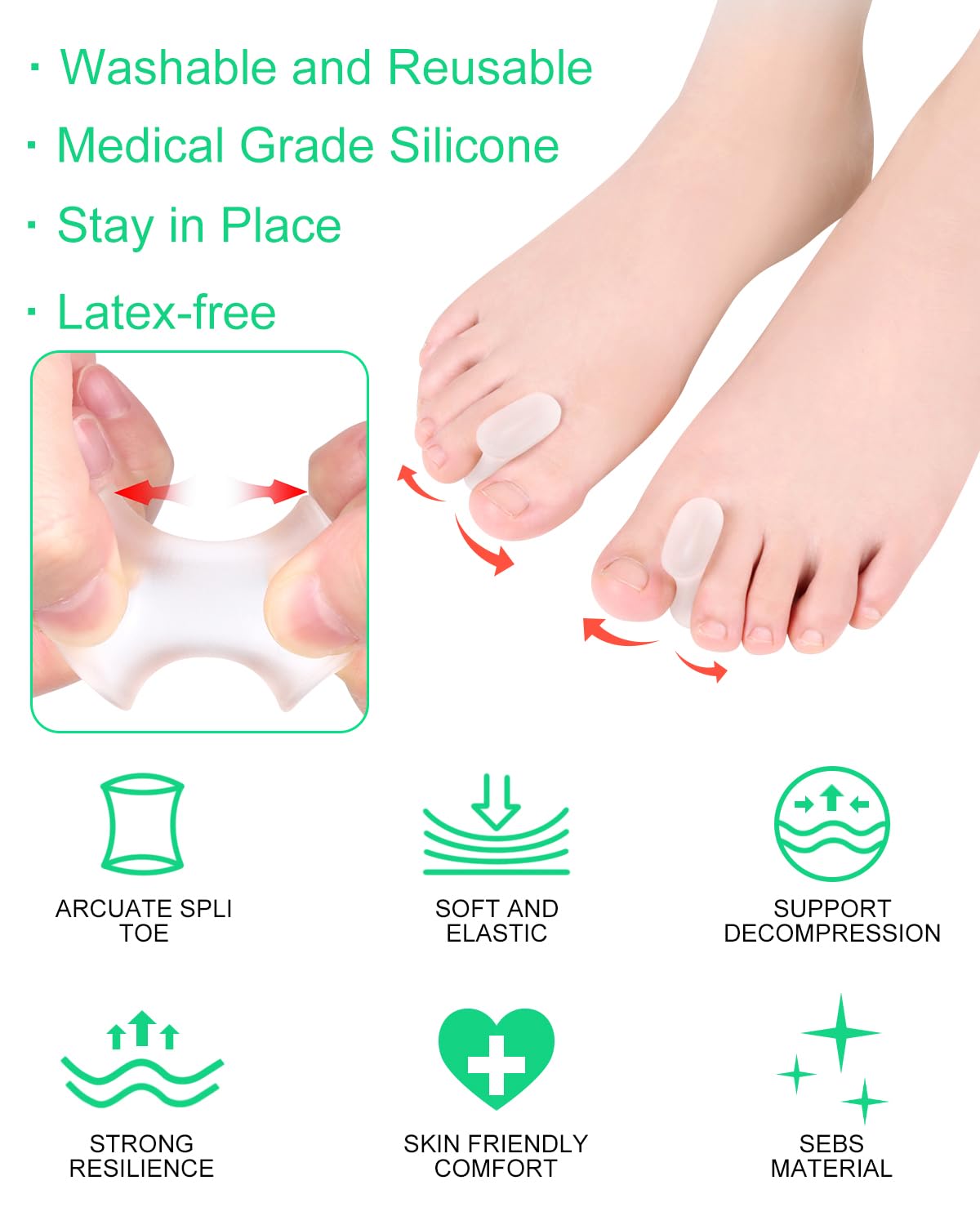 PGRODE 12 Pack Gel Toe Separators Silicone Toe Spacers for Women Men Bunion Corrector Toe Pain Relief, Toe Alignment, Soft Toe Spacer for Crooked Toes, Overlapping Toes, Hammertoe Correction (Small)