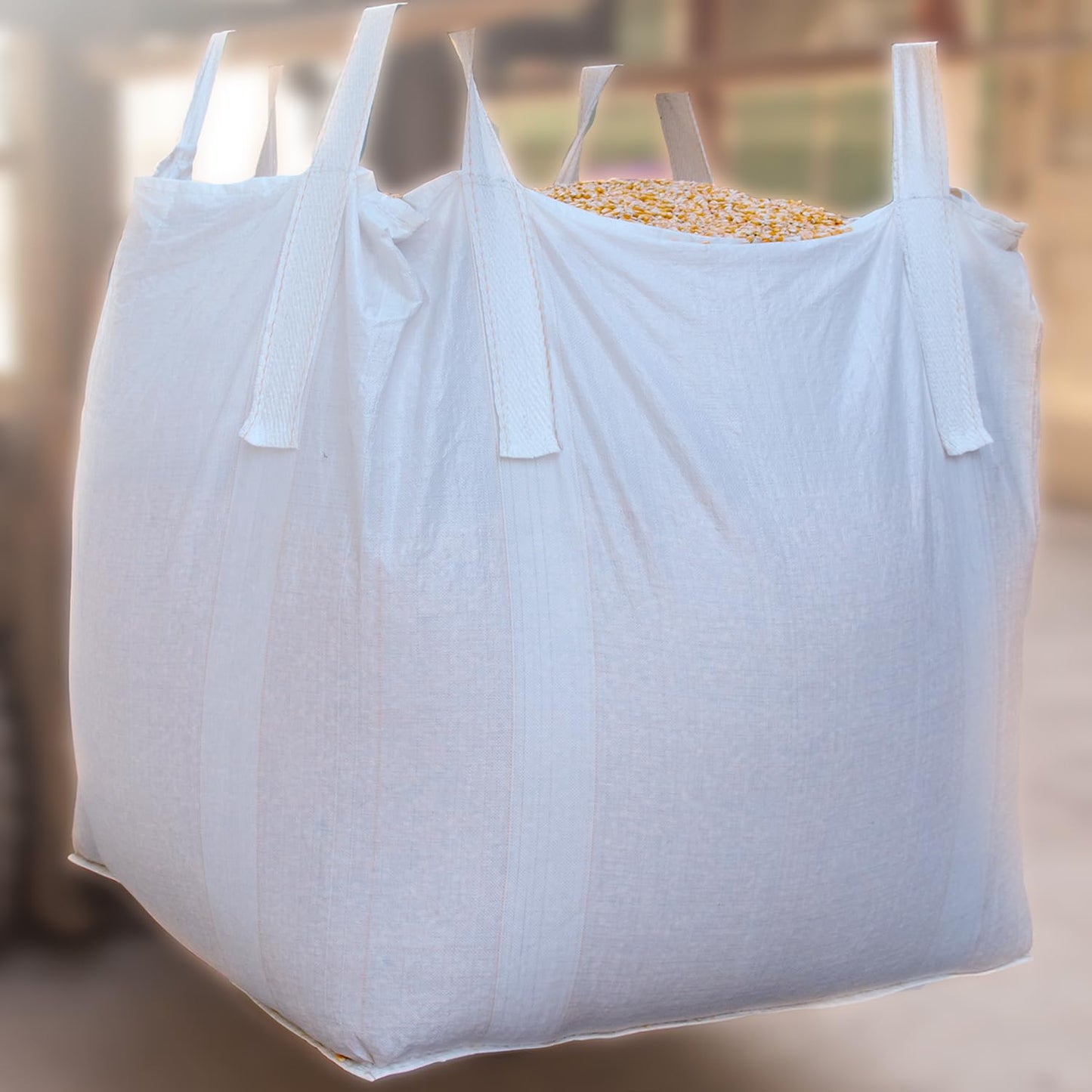 CFKJ 10 Pack FIBC Bulk Bag, 1 One Ton Bag, 35" L x 35" W x 43" H, 2200lbs SWL, Duffle Top Flat Bottom Four Loop FIBC Big