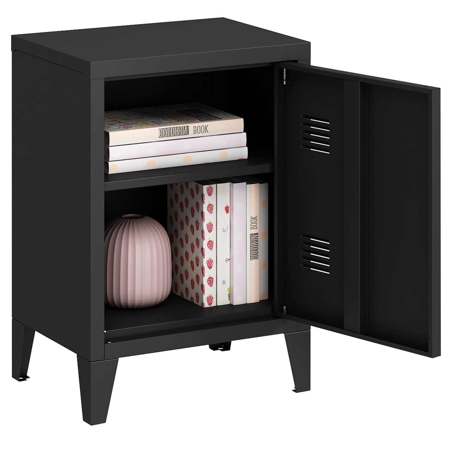 MIOCASA Metal Nightstand Modern End Side Table Steel Bedside Storage Cabinet with Shelf Easy Assembly for Living Room Bedroom