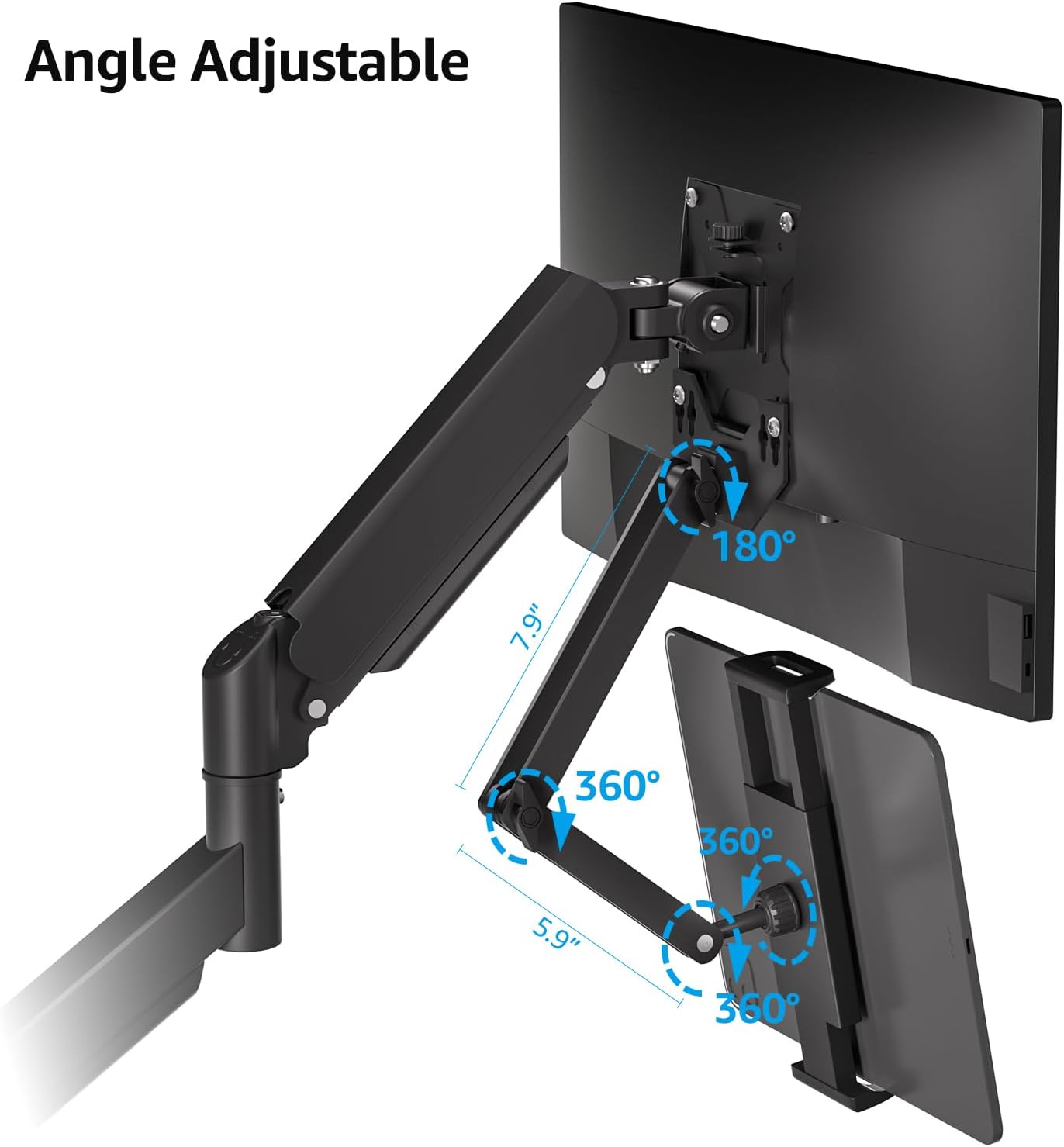 ergoiuon 4.7-15.6" 75x75 100x100,MAT002-XL Universal VESA Mount Adapter for Tablets,Monitor Arm Extension
