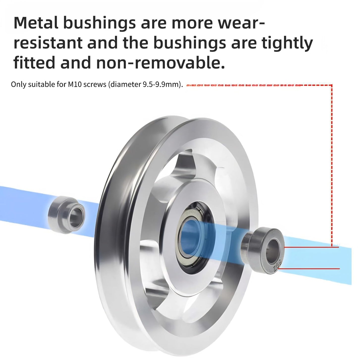 Gueiddi Aluminum Pulley for Home Gym, Load Capacity Sealed Bearing Pulley System, Quiet & Smooth Replacement Gym Pulley Wheel for Cable Machine, LAT Pulldown, Weight Equipment (1, Blue, 88-90mm)