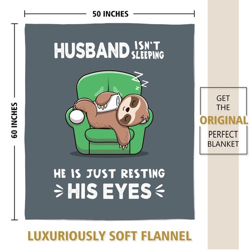GiltGlimmer Funny Gifts for Husband, Husband is Not Sleeping Blanket, Husbands Gifts from Wife, Anniversary Birthday Gifts for Husbands, 60" x 50"