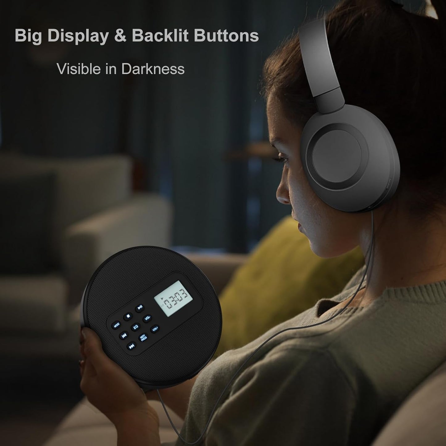 Kuephom Discman CD/USB/MP3 Portable CD Player with Headphones and Built-in Speakers: Rechargeable with Anti-Skip