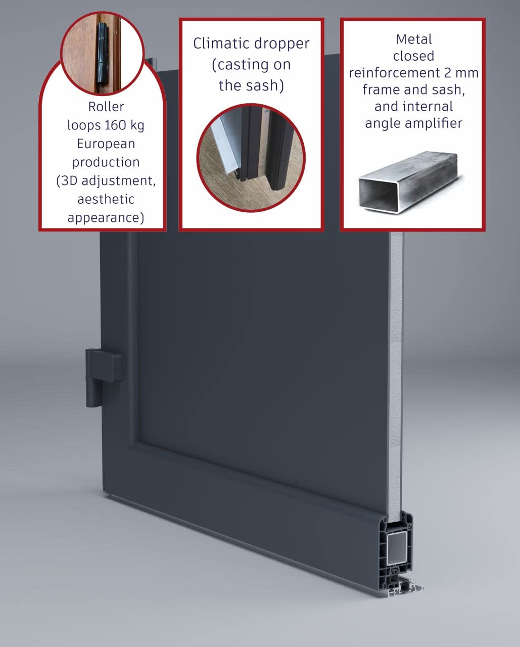 VDOMDOORS Front Exterior Prehung Fiberglass Door Clear Glass/Manux 8555 Matte Black Clear Glass / 2 Side Exterior Windows / W16+36+16 x H80-Right-hand Inswing