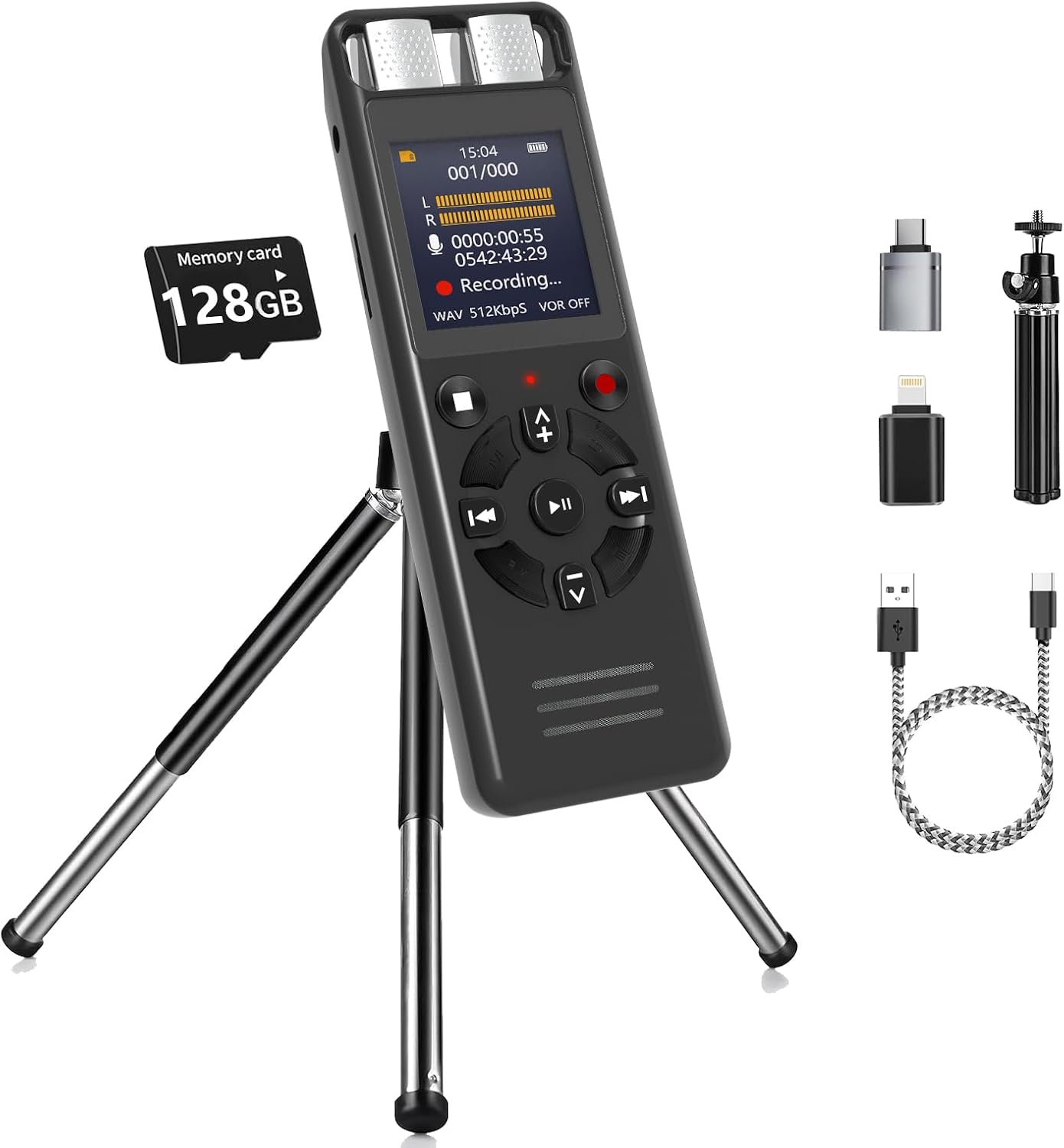 Aiworth Playback,MP3 (128, Digital Voice Activated Recorder for Lectures&Meetings,Phone Connected via OTG,Audio