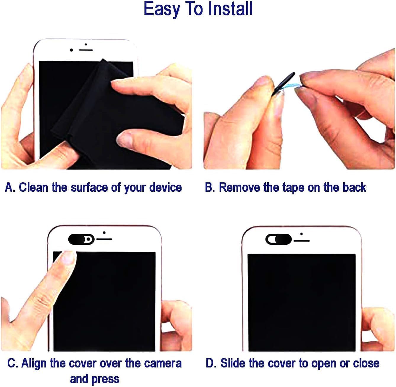 CaseHQ [12 Pack] 0.027in Laptop Camera Cover Slide, Ultra-Thin Webcam Cover Compatible
