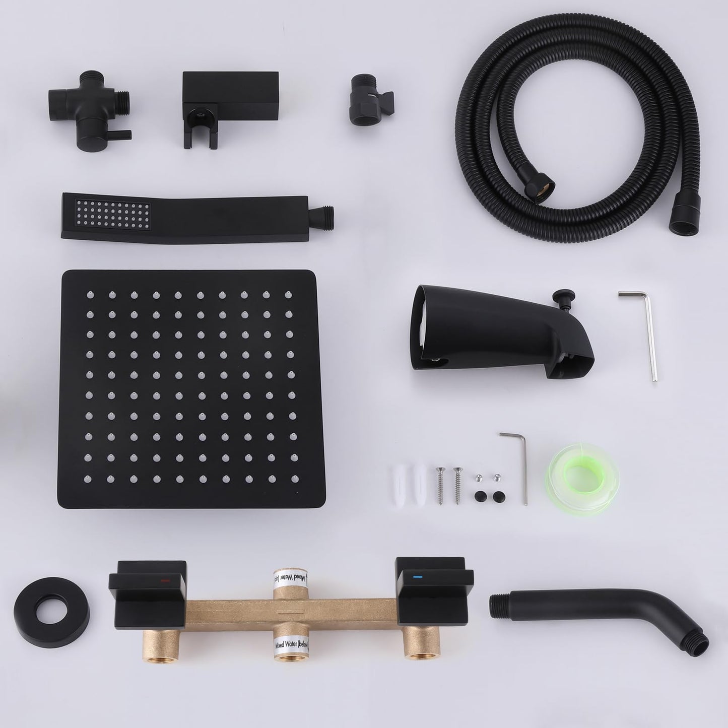 FSCEPIXI 2 Handles Shower Faucet Set with Tub Spout Bathtub Shower Faucet Combo Set Shower System Complete Tub and Shower Trim Kit Matte Black