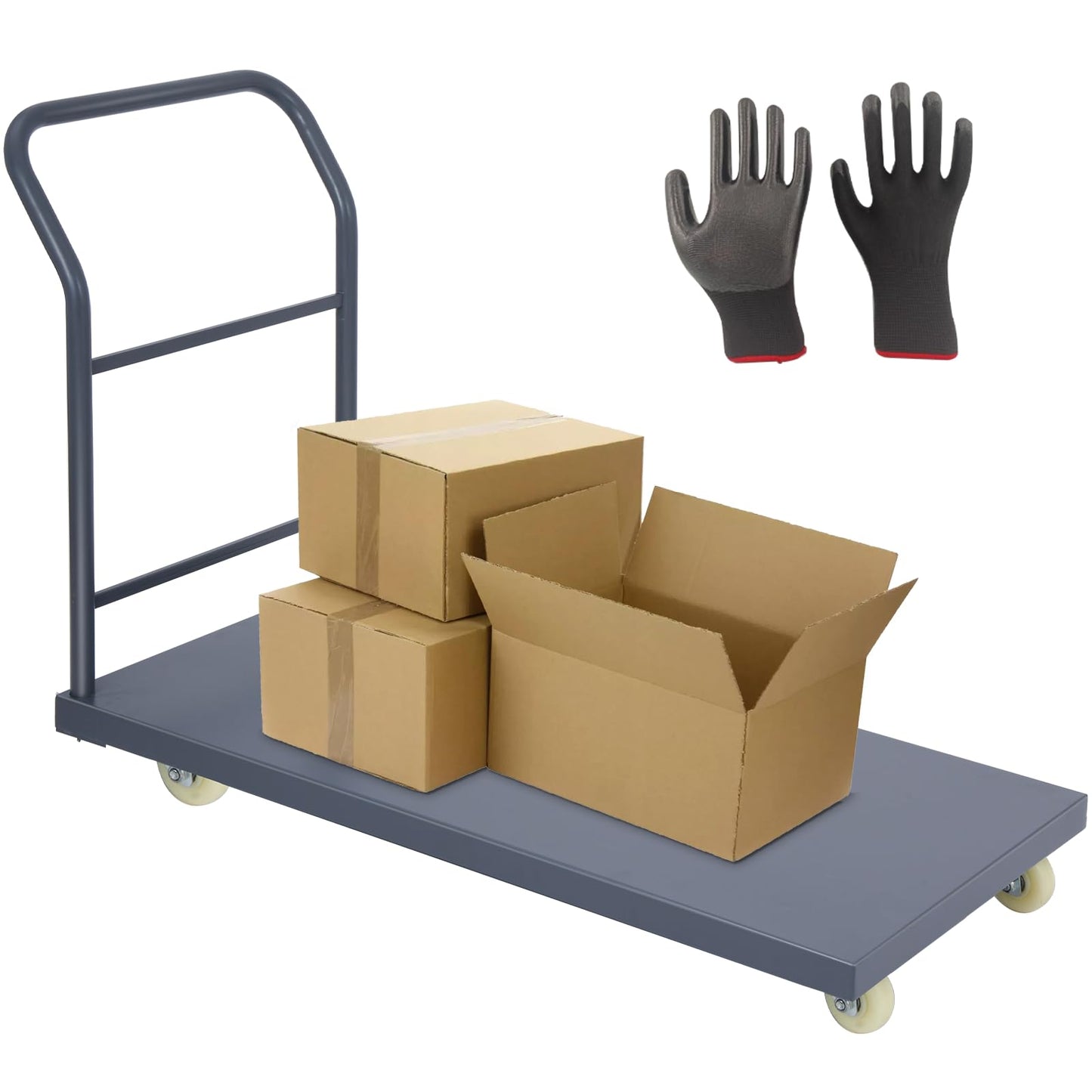 Heavy Duty Platform Truck Cart, 48"x24" Flatbed Cart, 2000 lbs Capacity Flat Cart with Wheels, Industrial Utility Push Cart for Warehouse, Luggage, and Moving