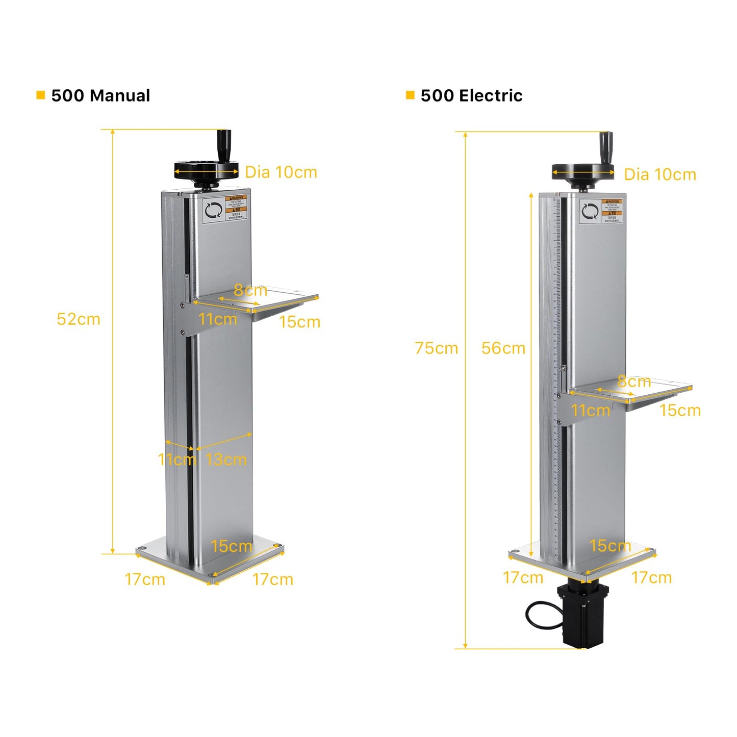 Cloudray Fiber Marking Machine Z Axis Lift Table Manual Lift Column for 1064nm Fiber Marking Part (800mm)