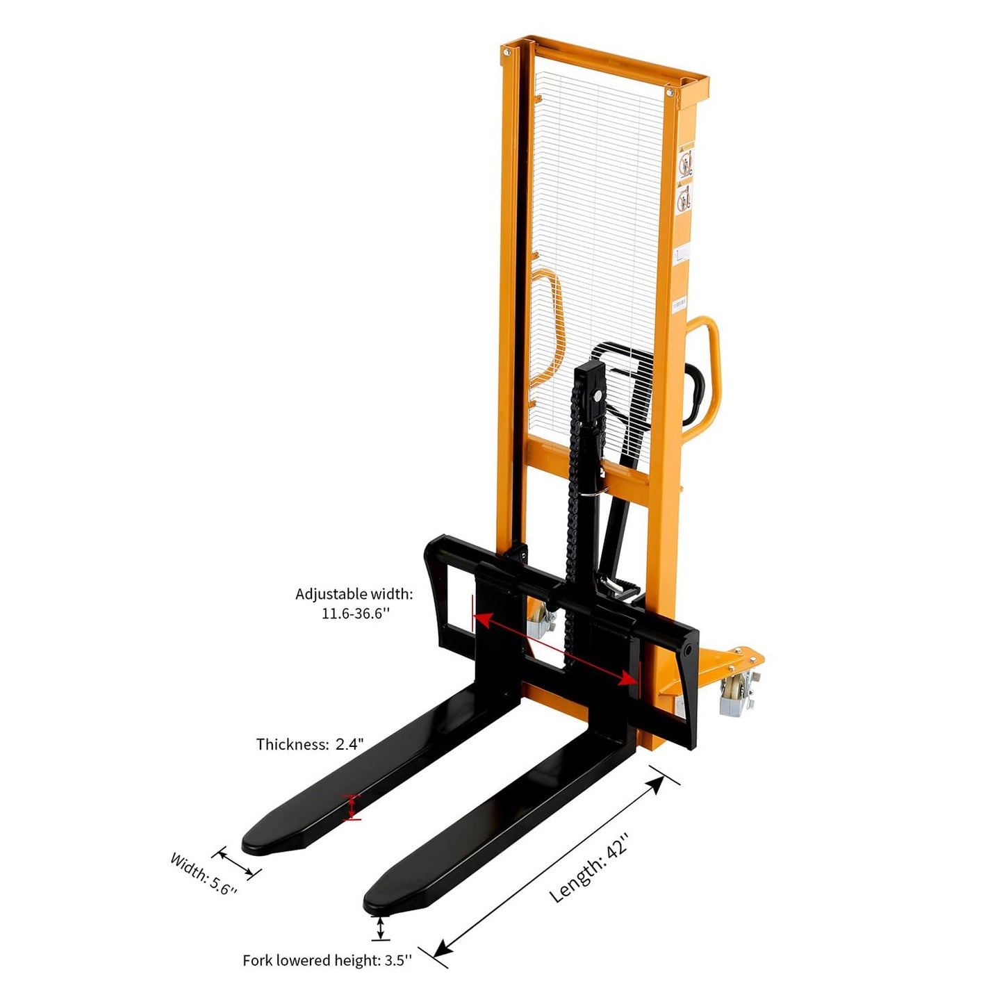 APOLLOLIFT 2 Pices Manual Stacker 2200lbs Capacity 63" Lift Height Pump Fixed Leg Lift Truck Pallet Stacker Suitable for Open Bottom Pallet