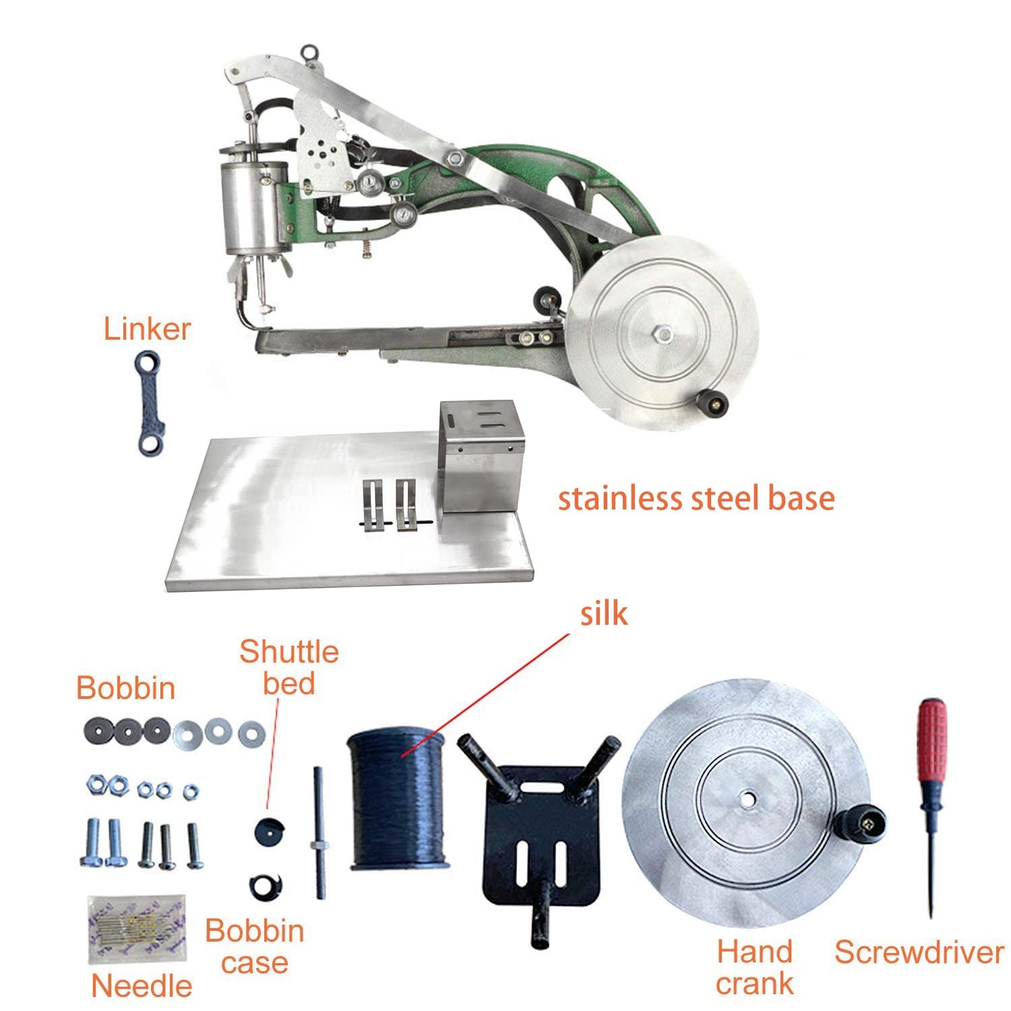 ColouredPeas 10-Bearings Set Shoe Repair Hand Leather Sewing Machine, Shoe Cobbler Machine with Nylon Line, Manual Mending for Leather/Shoes/Bags/Clothes/Quilts/Coats/Trousers…