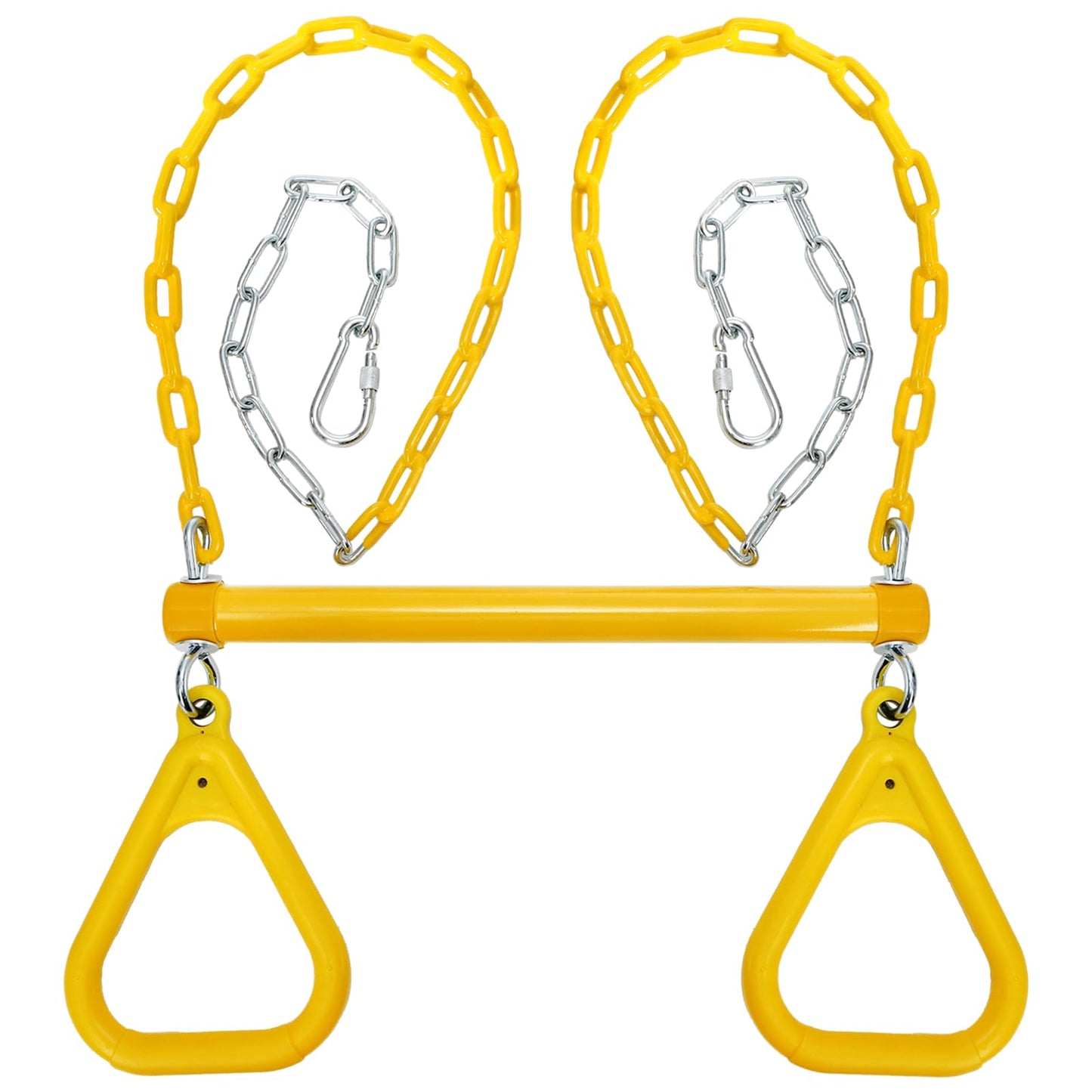 Covzoe Trapeze Swing Bar Rings, 17" Heavy Duty Plastic Coated Chains Swing Set Chain with Locking, Trapeze Monkey Bar Accessories for Home Gym, Strength Training, Fitness