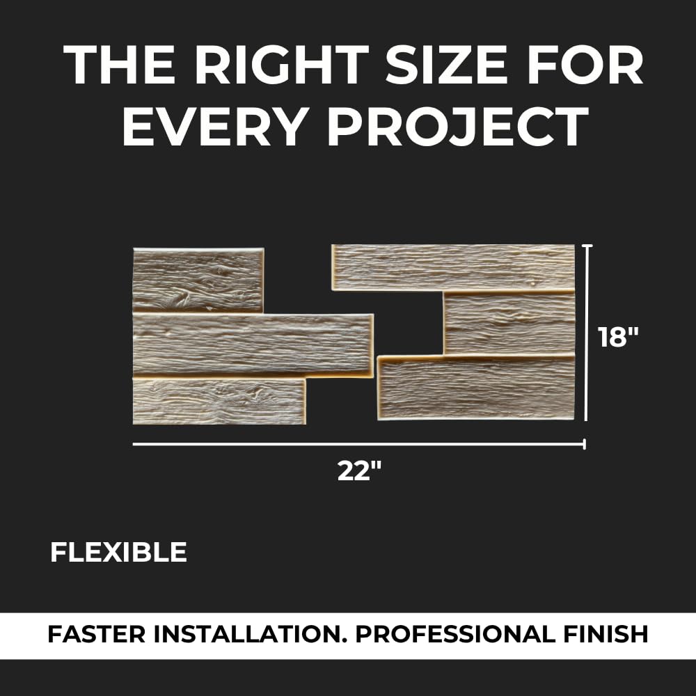 6" Wood Concrete Stamp Mats Set of 4 – Made in USA – Decorative Concrete Stamps with Wood Grain Texture – Create Realistic Patterns for Driveways and Patios – Durable Polyurethane 5500/S-4