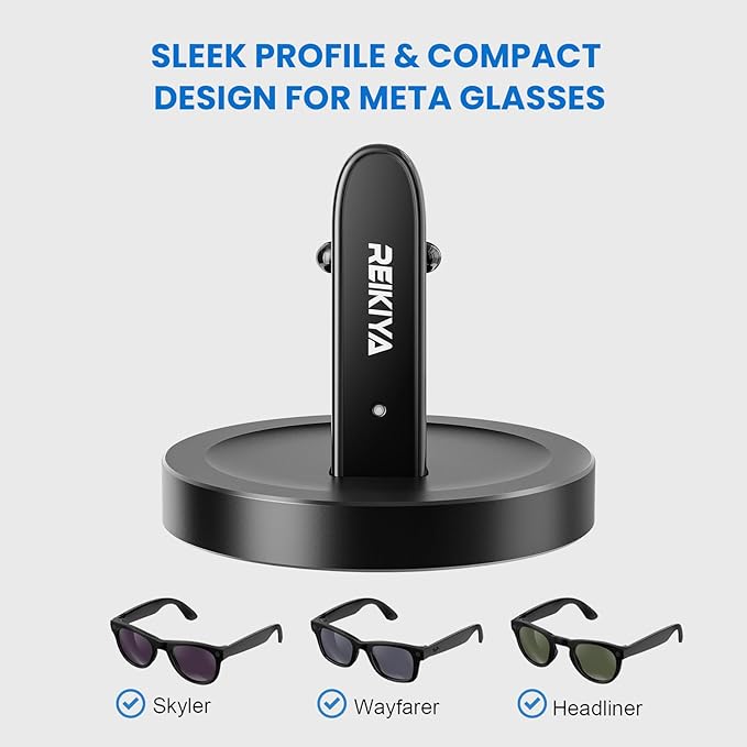 REIKIYA Charging Stand for Ray-Ban Meta Smart Glasses, Portable Charging Dock for Wayfarer, Headliner, Skyler with 3.3 ft USB-C Cable, Charger for Meta Glasses RayBan, RayBan Meta Accessories
