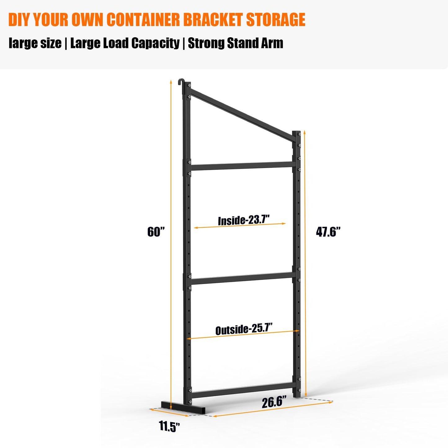 4 Pack Shipping Container Shelves Bracket with 60"(H) X 24"(W), DIY Adjustable 3-Tier Shipping Container Shelving for Heavy Duty Trailer Universal,1300LBS Capacity