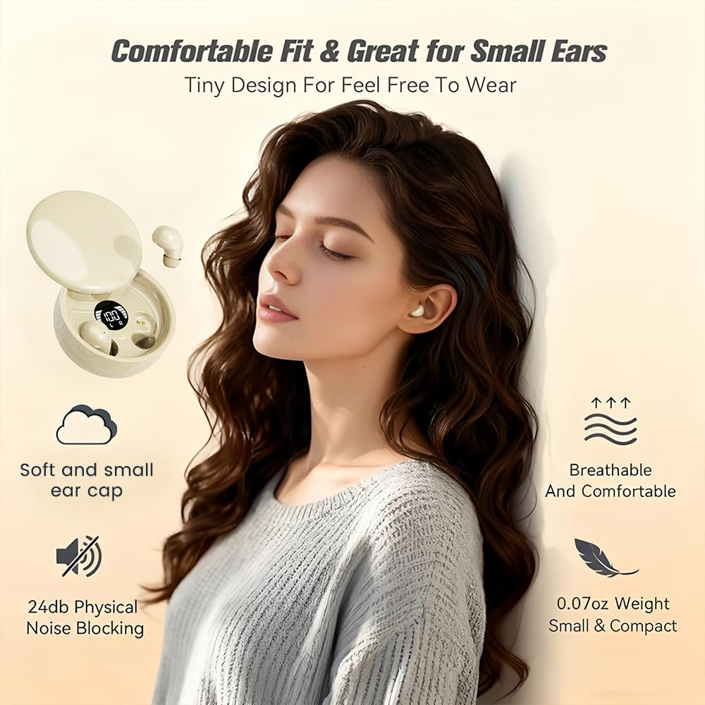 MSHUKCOE 5.4 Mini Invisible Headphones Bluetooth True Wireless Hidden in-Ear Earphones Sport Audio Earbud,Comfortable
