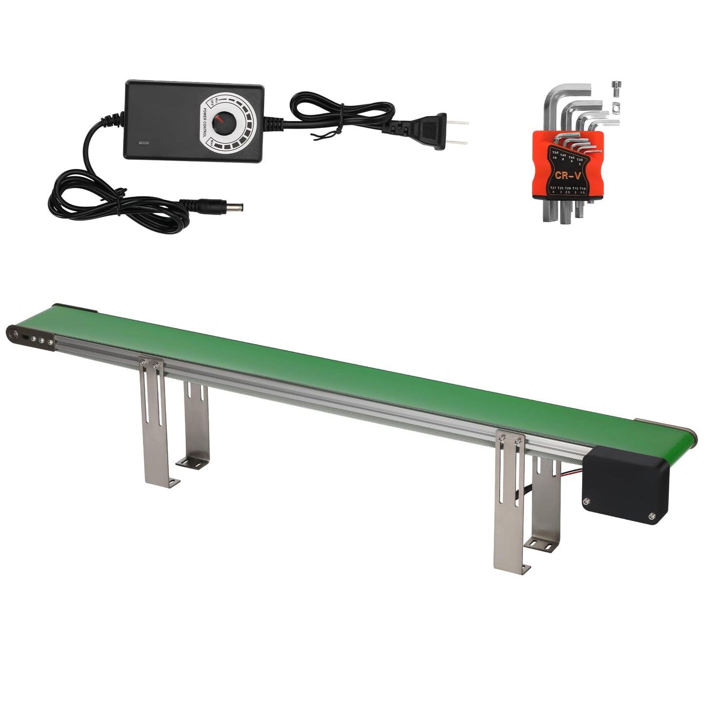 Belt Conveyor 39 inch, Ddjustable-Speed Small Conveyor Belt, Desktop PVC Bonveyor Belt with Built-in sensors, Easy to Assemble, 39 inch Conveyor Velt for Production Lines, Laboratories, Homes