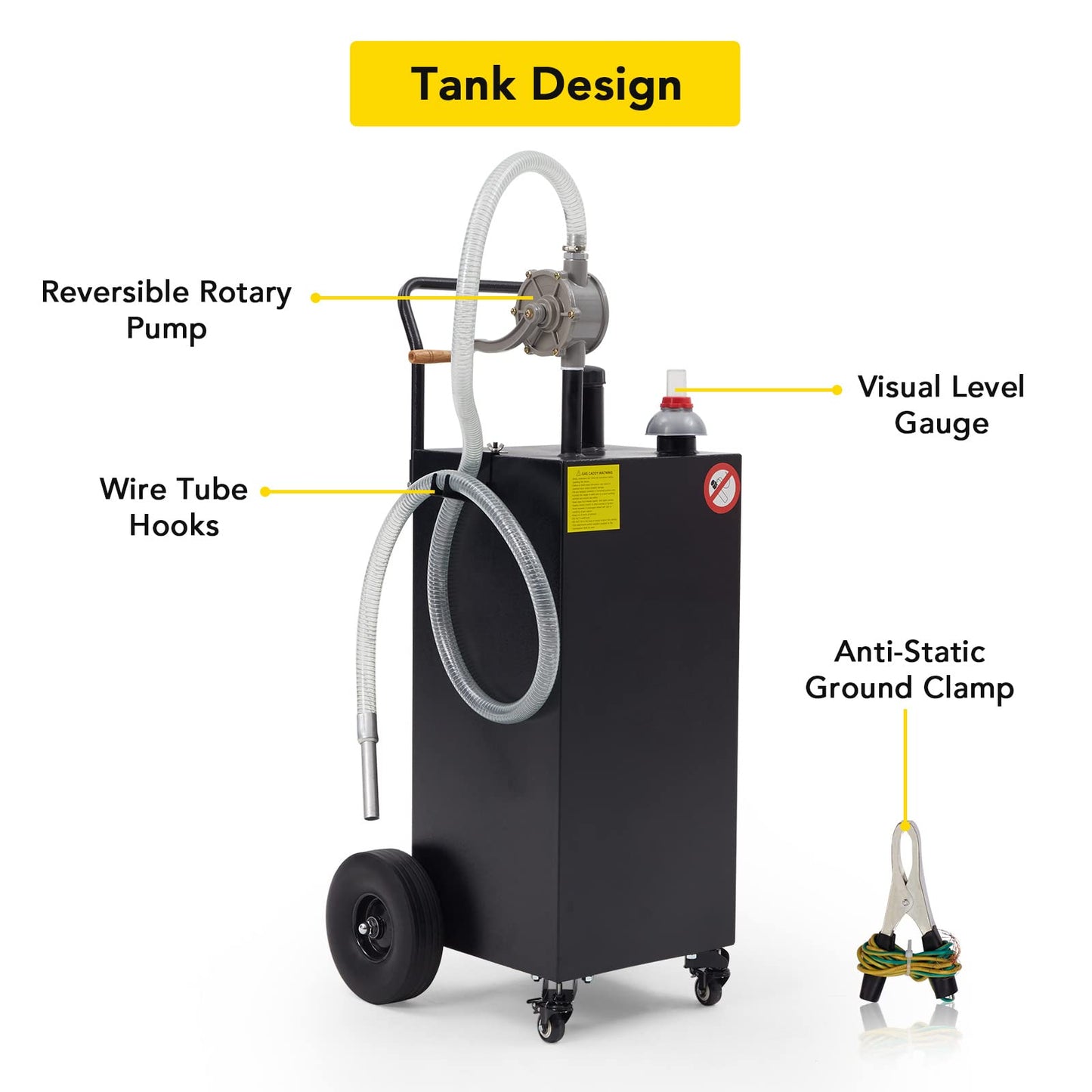 30 Gallon Gas Caddy - Portable Fuel Tank with Pump Gasoline Tank Portable Fuel Storage Tank for Boat, Car,Garden, Lawnmower, ATV
