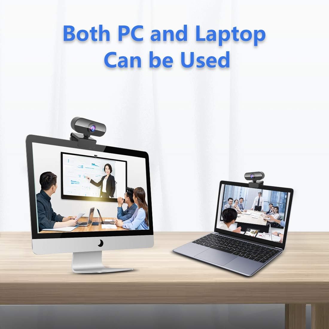 QMKKX 1080P Webcam for pc with Microphone,Full Hd Streaming Web Cam for Mac Laptop, USB External Computer Camera