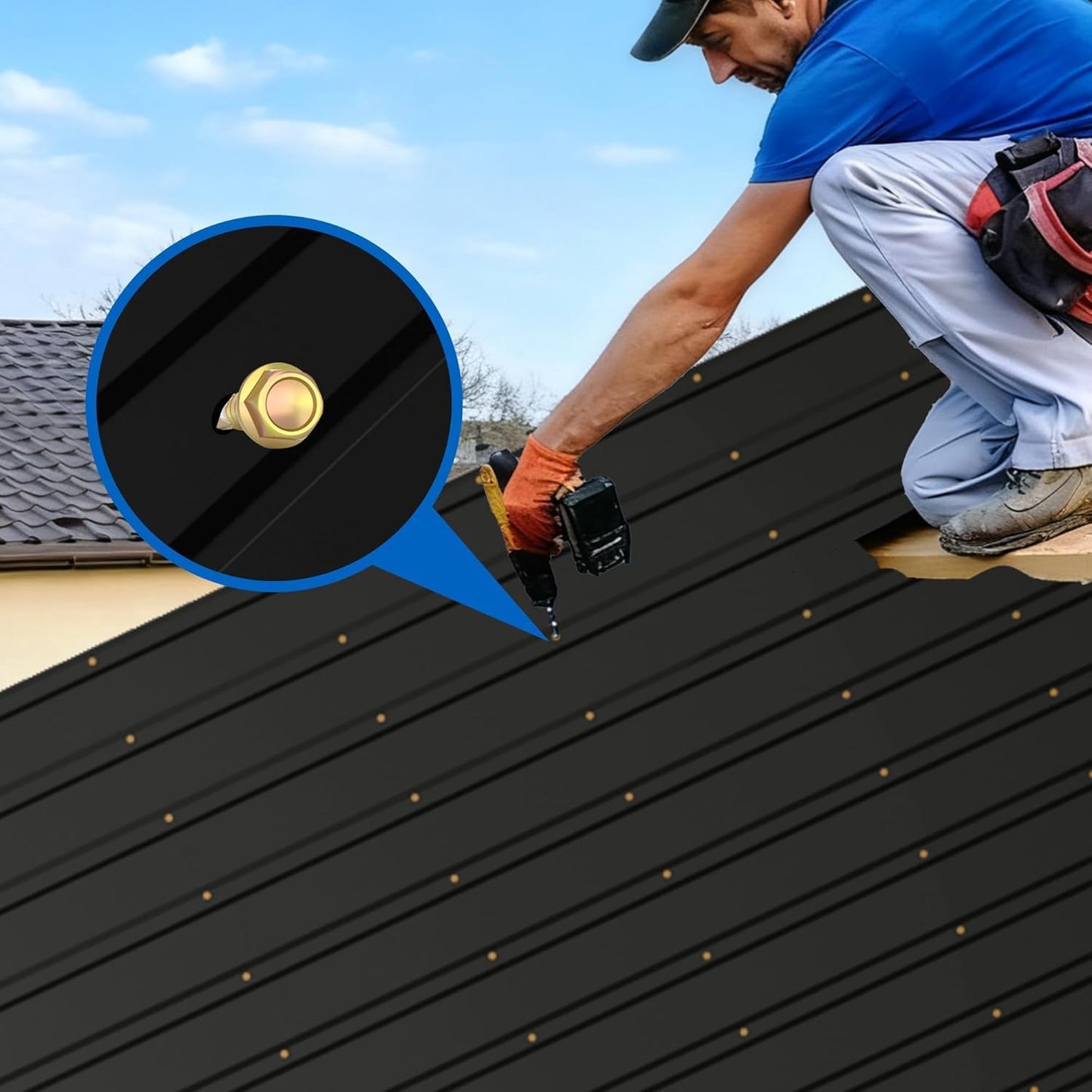 HDSTORZON 20pcs Metal Roof Panels, 42.5" x 18" Corrugated Galvanized Steel Roofing Sheets, Anti-Rust & UV-Resistant, Metal Roofing Panels with Screw for Barns, Garages, Patios, Chicken Coop