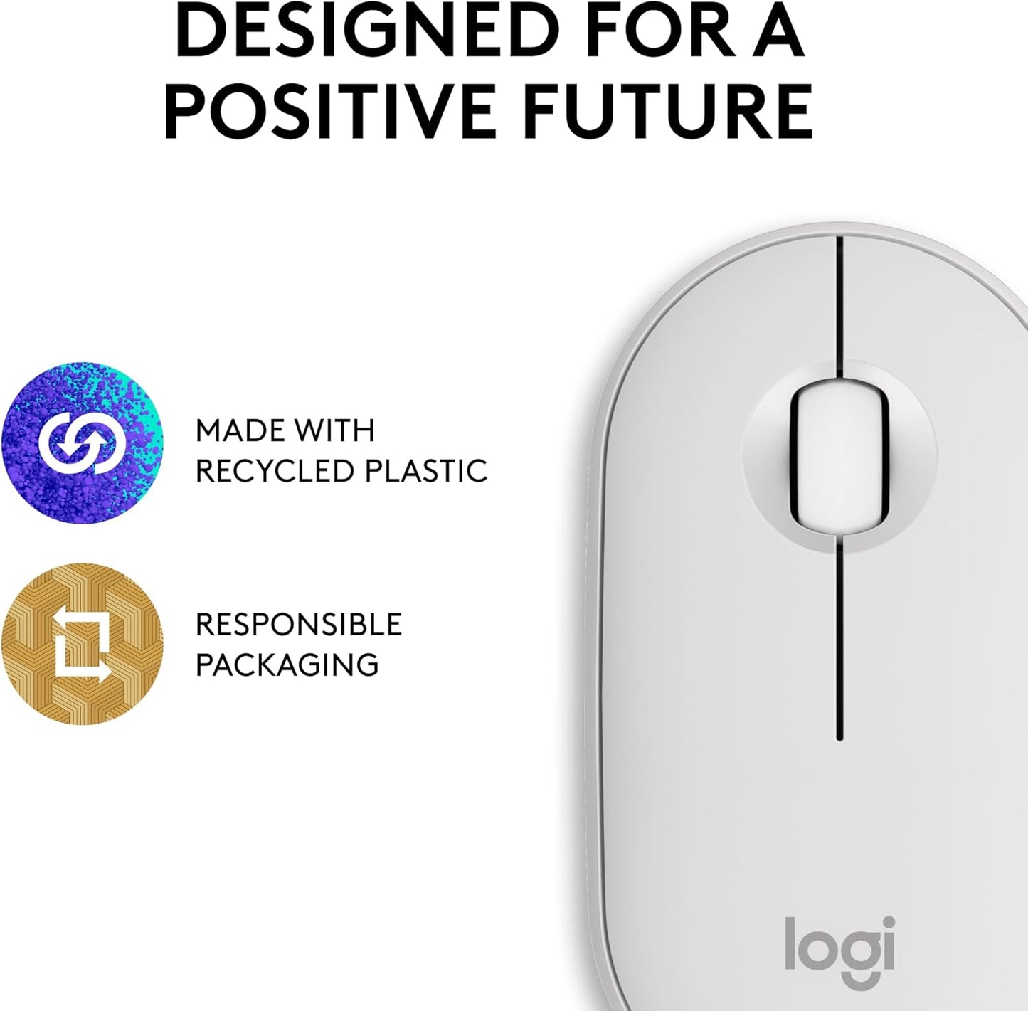 Logitech 2 M350s Pebble Mouse Slim Bluetooth Wireless Mouse, Portable, Lightweight, Customizable Button, Quiet Clicks