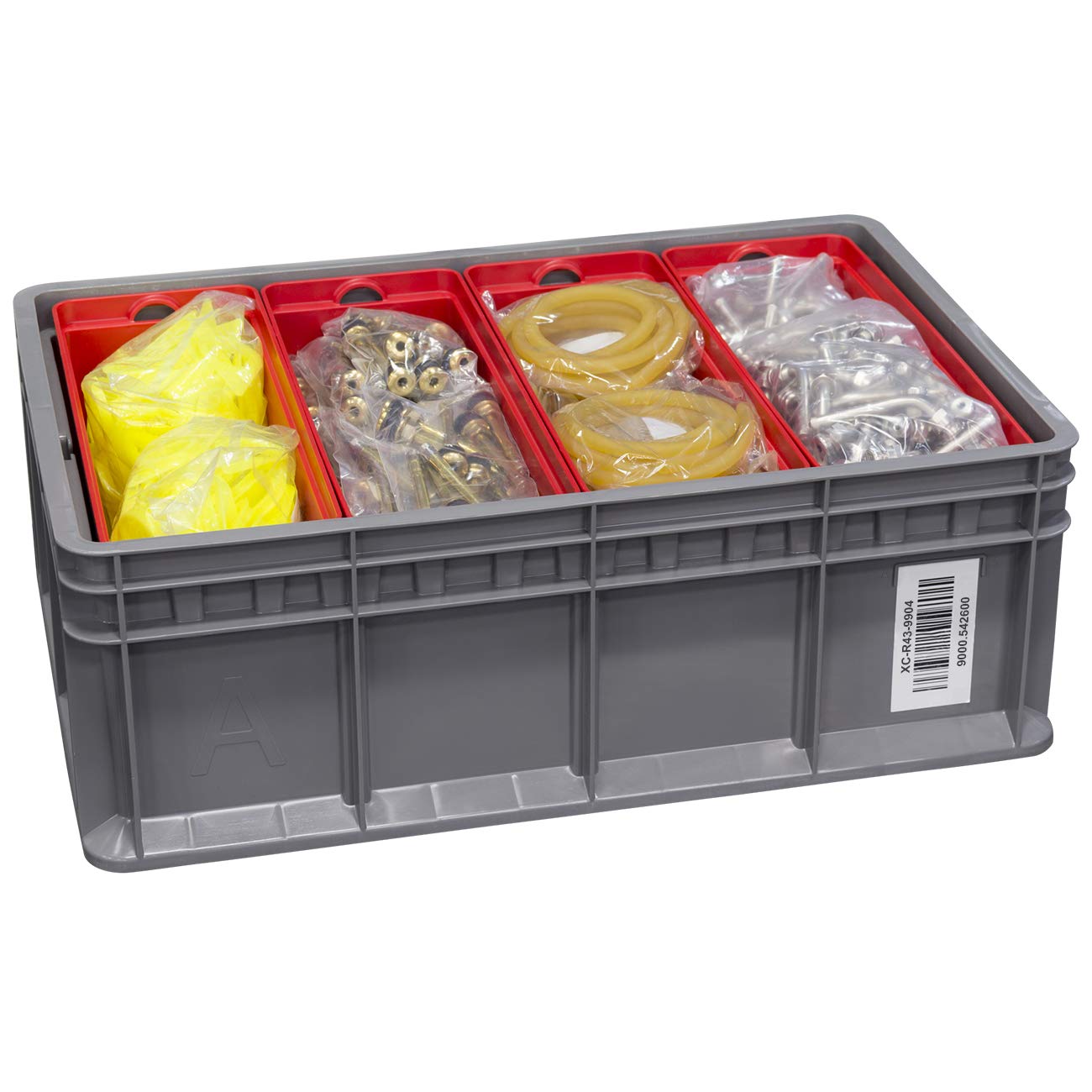 Akro-Mils 38358 Heavy-Duty Stacking Multi-Load Straight Wall Container Shuttle Tote for ASRS Automated Storage and Retrieval Systems, (23-5/8-Inch x 15-3/4-Inch x 8-5/8-Inch), Grey, (4-Pack)
