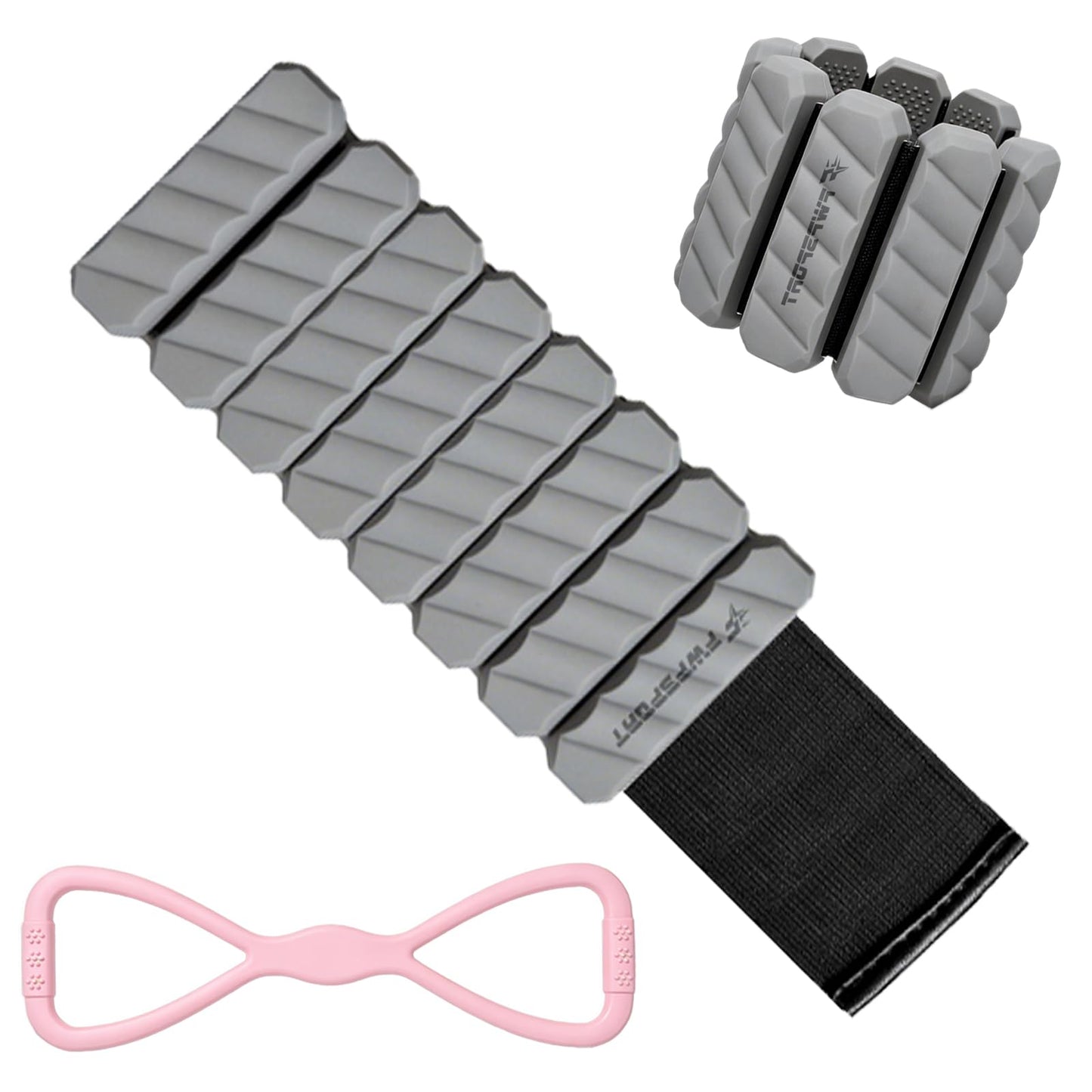 FWPSPORT 2 lb Wrist and Ankle Weights Set of 2 (1 lb Each) with Resistance Band, Adjustable Silicone Wearable Arm & Leg Weights for Walking, Pilates, Yoga, Home Workout