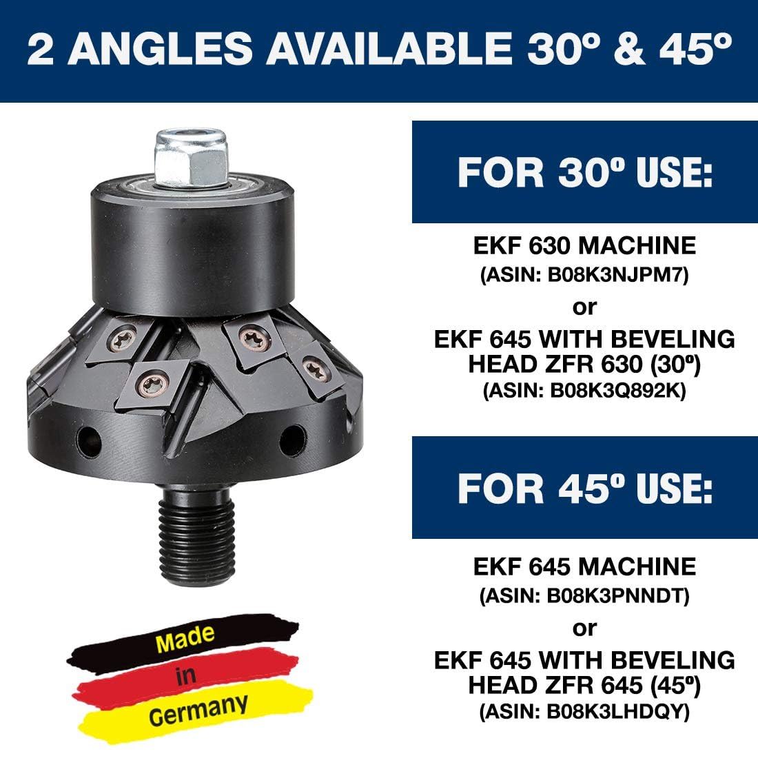 C.S. Unitec ZFR 630 30 Degree Milling Head for Use with EKF 630 and EKF 645 Power Chamfering Tool/Beveling Machine Chamfer Up to 9/16"" Bevel Width - Made in Germany"