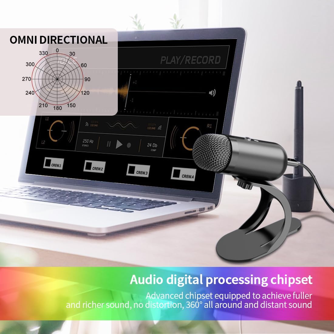 LIANGSTAR USB Computer Microphone, Podcast Mic Desktop with Mute Button for Recording Streaming, Omnidirectional