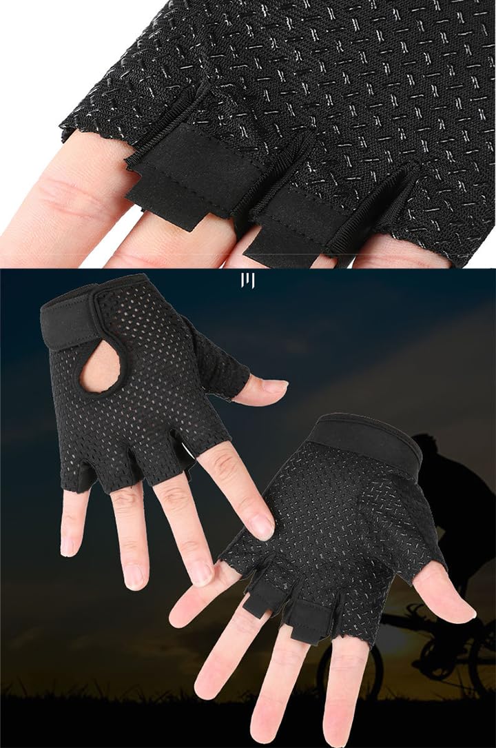 OVOY Breathable Fingerless Workout Gym Gloves for Men Women - Anti-Slip and Durable Exercise Gloves for Weightlifting, Cycling