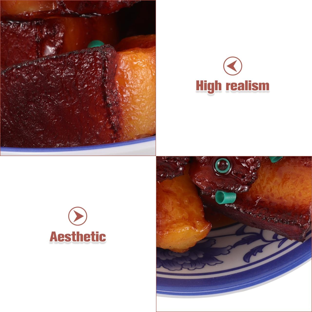 5.11 Inch YARNOW Fake Braised Pork Belly Realistic Simulated Food Model for Photography Props Restaurant Display