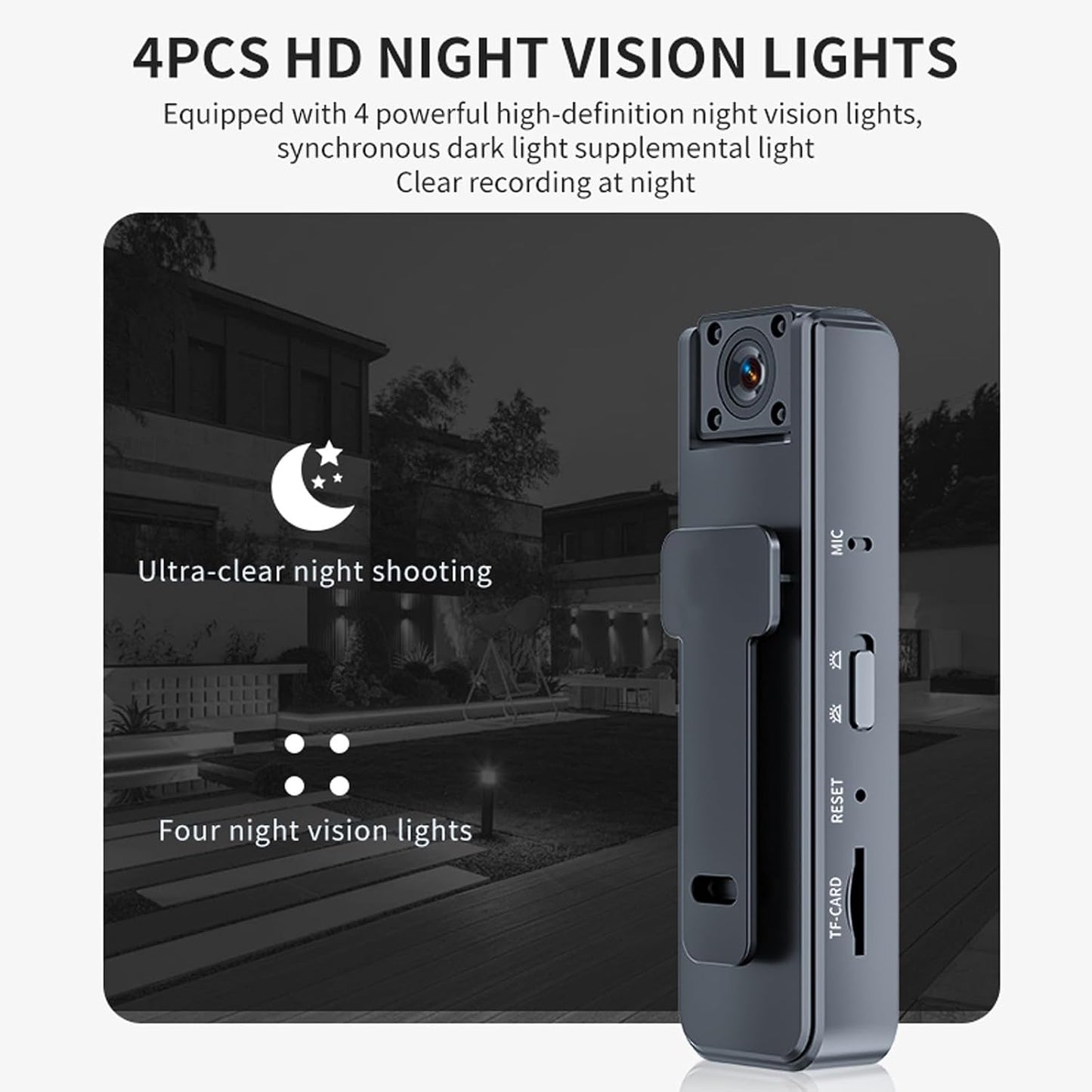 Generic 1080P (1) HD Portable Body Worn Camera Camcorder, Lightweight Wearable Body Camera with Night Vision Loop