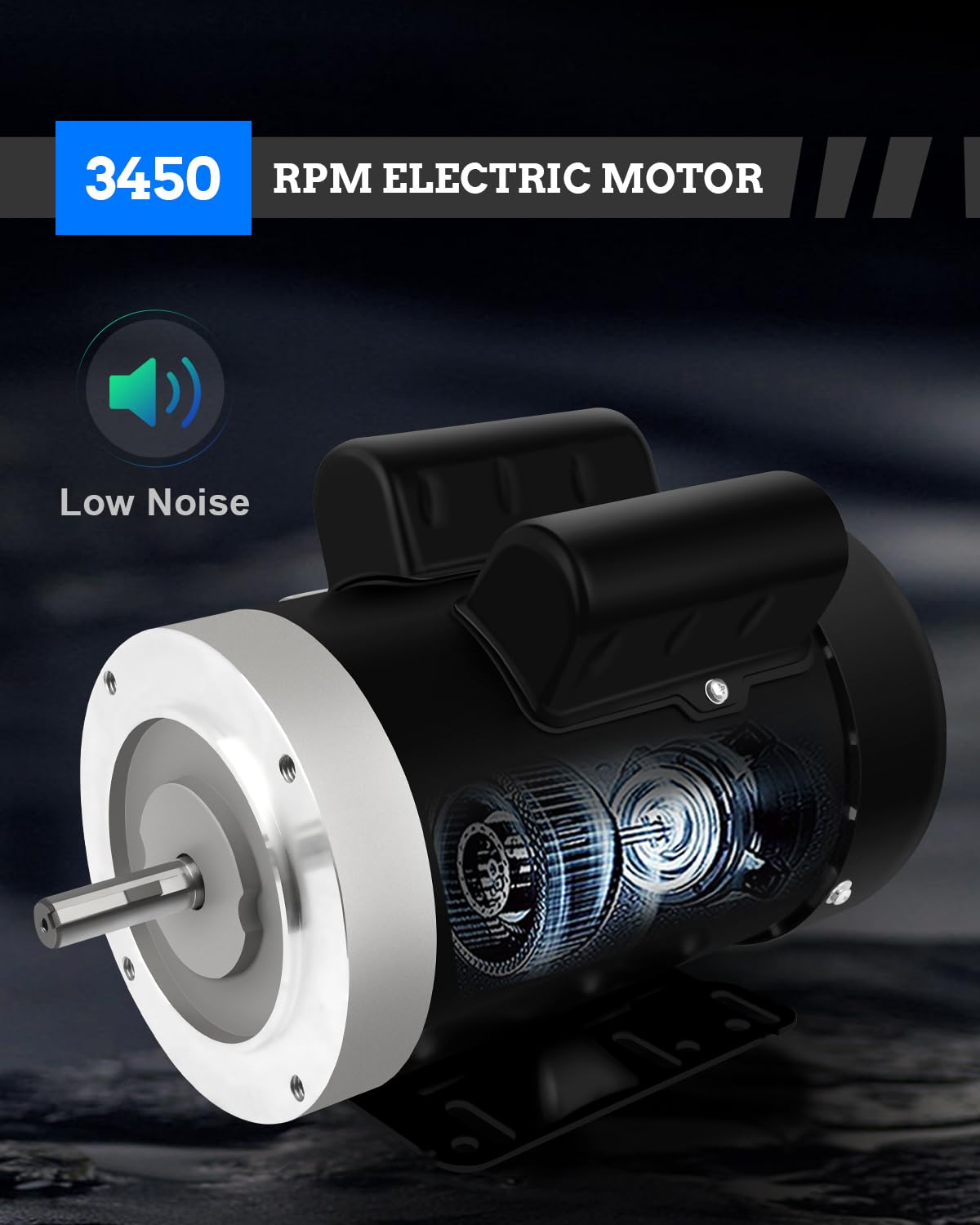 Electric Motor 5HP, 3450RPM General Purpose Motor, Single Phase Motor 208-230V 56C Frame 5/8" Shaft Diameter 60HZ TEFC