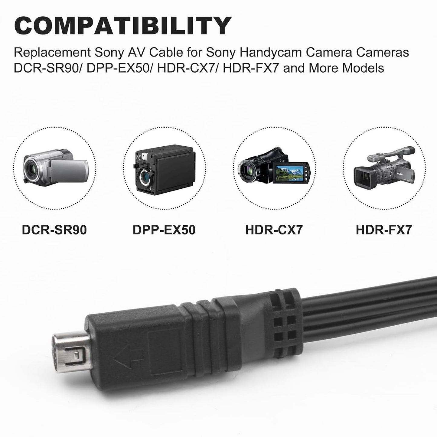 3.9ft VMC-15FS 10Pin HDR-SR1 HDR-SR12 Saipomor AV Cable for Sony Handycam Compatible with to and More