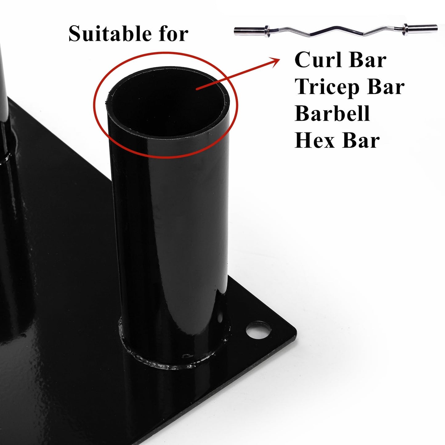 Tebery Barbell Floor Stand Holder, 5 Barbells Vertical Corner Storage Rack, Heavy Duty Home Gym Weight Organizer for Bars, Hex, Trap, Curl, Triceps Bars