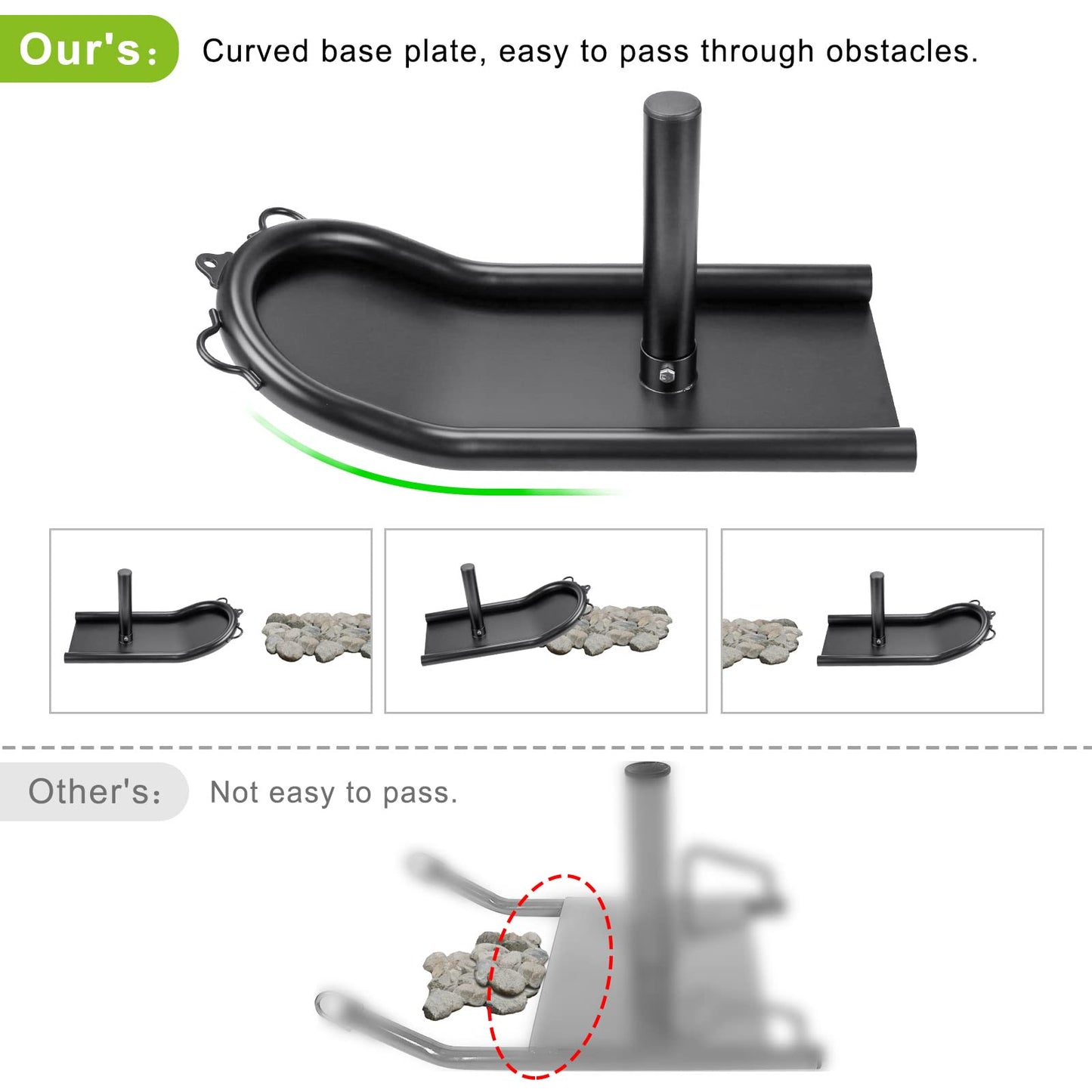 Kipika Weight Sled, Workout Sled, Fitness Strength Training Sled, Speed Training Sled for Athletic Exercise, Speed Improvement, Easily Through Obstacles, Suitable for 1" & 2" Weight Plate (B- Black)