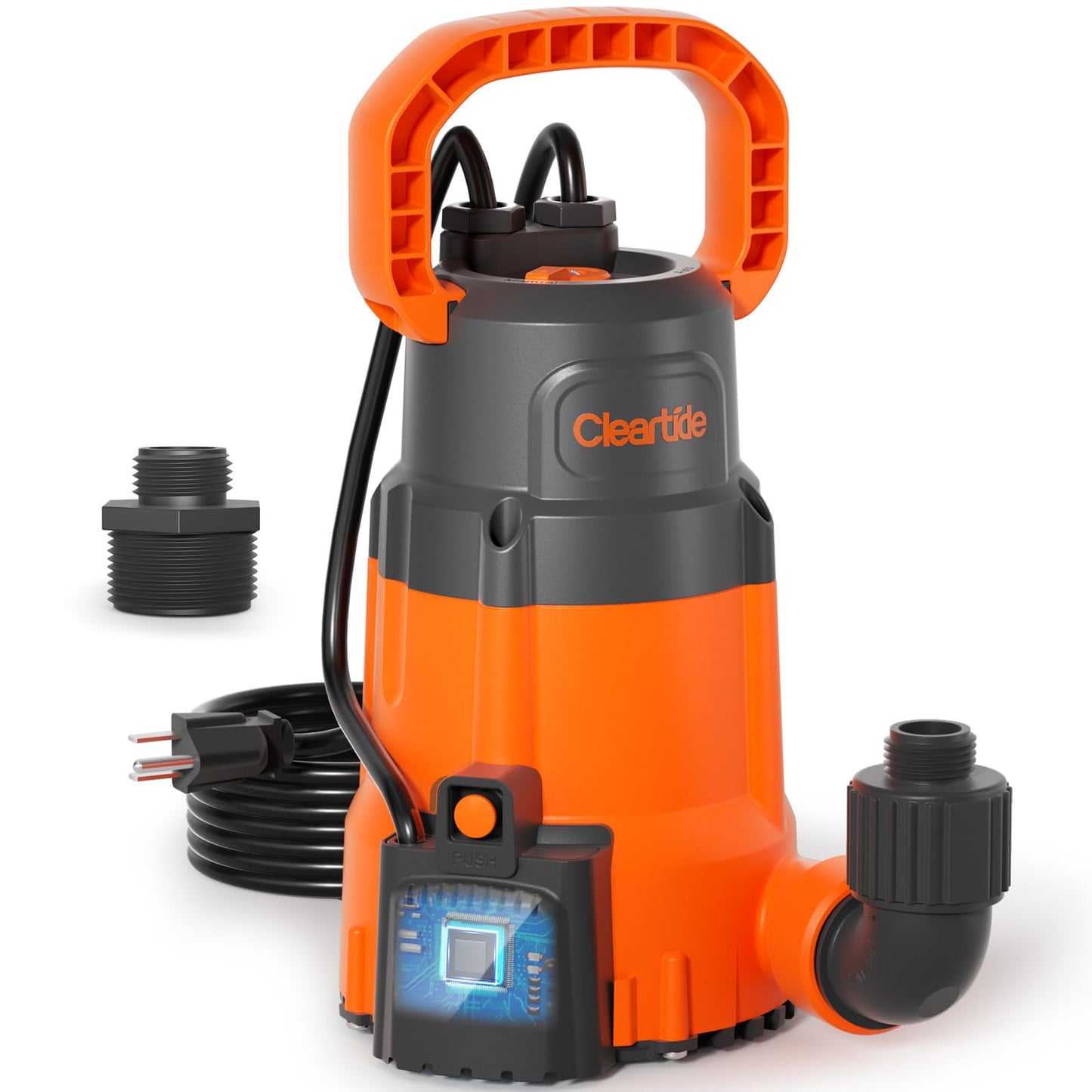 Cleartide 1/4 HP Submersible Utility Water Pump, 2160 GPH High Flow, Portable Sump Pump with Auto Water Sensor for Pool, Flooded Basement, Hot Tub, Pond Draining