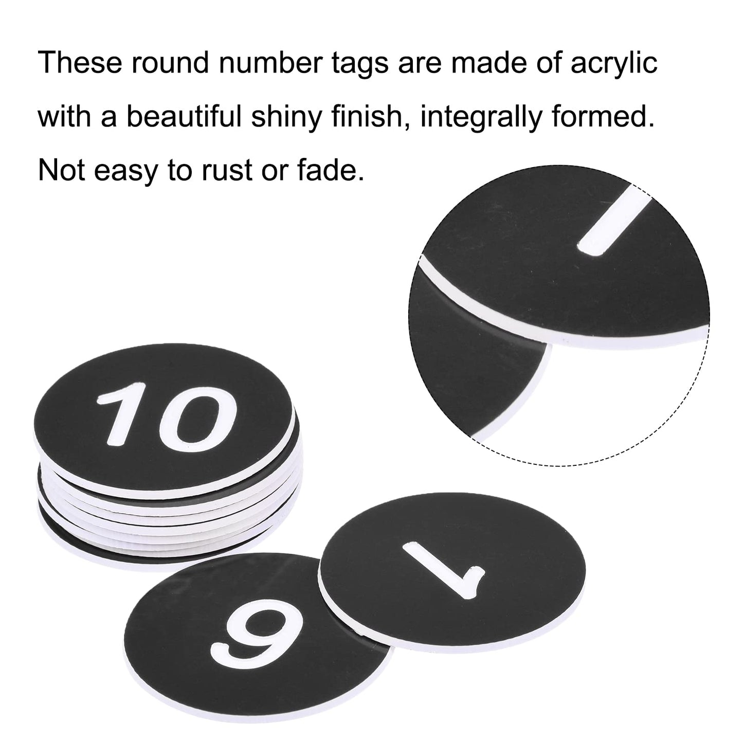 MECCANIXITY Plastic Number Tag, 1-10 Digital Tags Sign Tag Acrylic Engraved Black with Self-Adhesive, Pack of 10