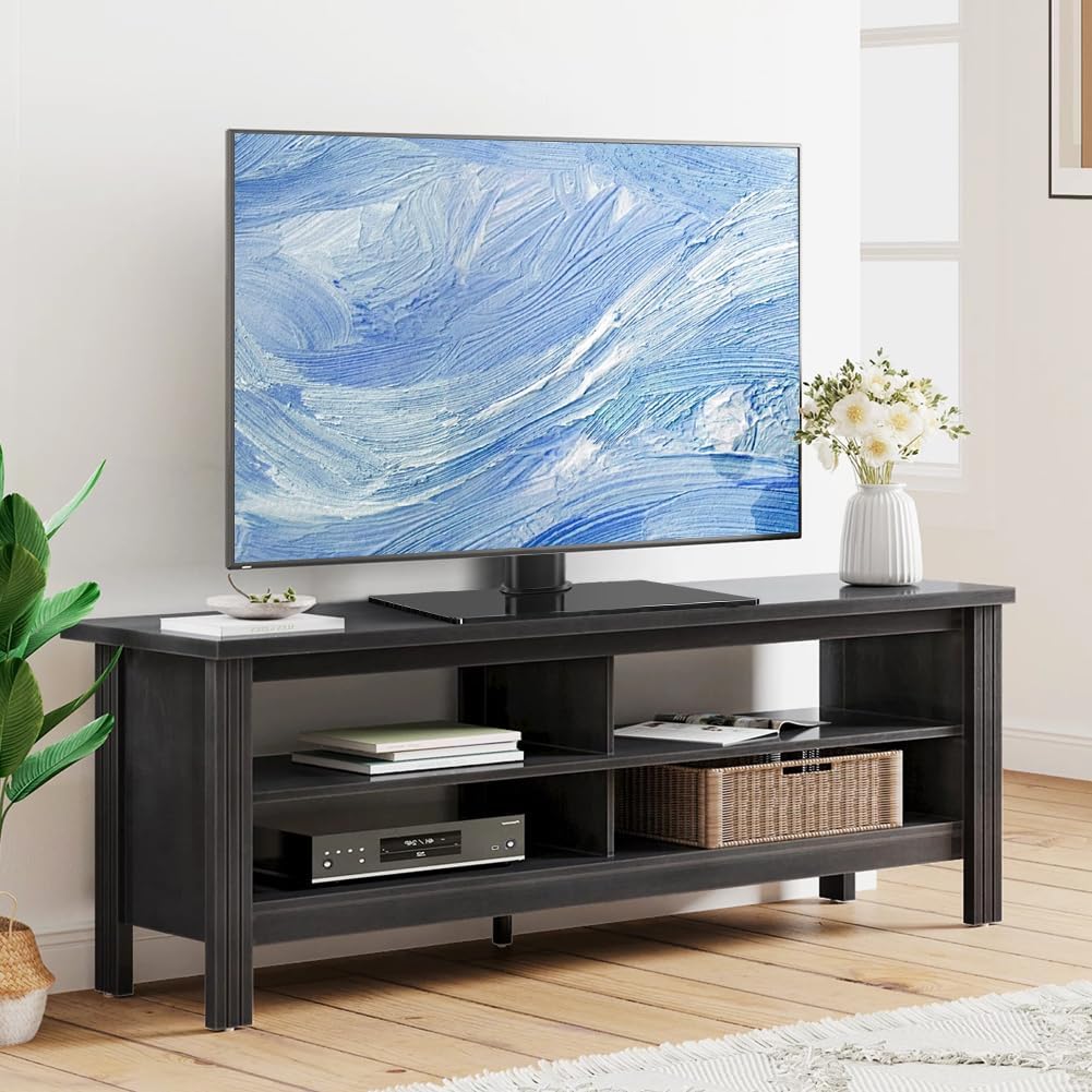 BFTOU 13"43" 4 77lbs Universal TV Stand for TVs Swivel Level Height Adjustable Table Top TV Mount Stand Holds up