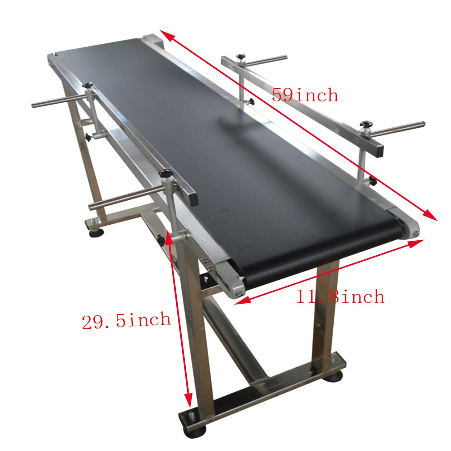 THUXEON 110V PVC Belt Conveyor with Double Guardrail, Conveyor Length 59inch Belt Width 11.8inch, Flat Conveyor Belt Systems with Anti-Static and Adjustable Speed for Industrial Transport