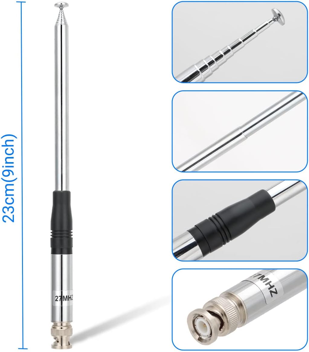 Roniware 27Mhz 9-Inch 51-inch 75-822 75-785 CB Antenna to Telescopic/Rod HT Antennas for Handheld CB Radio with BNC