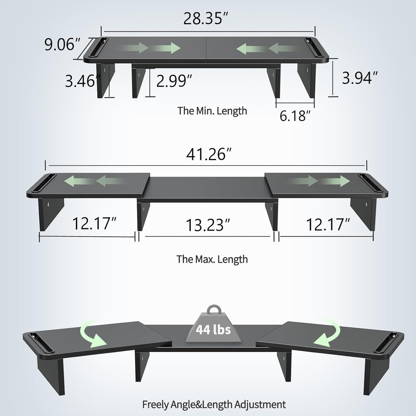2 Zimilar Dual Monitor Stand Riser, Monitor Stand with Adjustable Length and Angle, Wood Monitor Stand for Desk