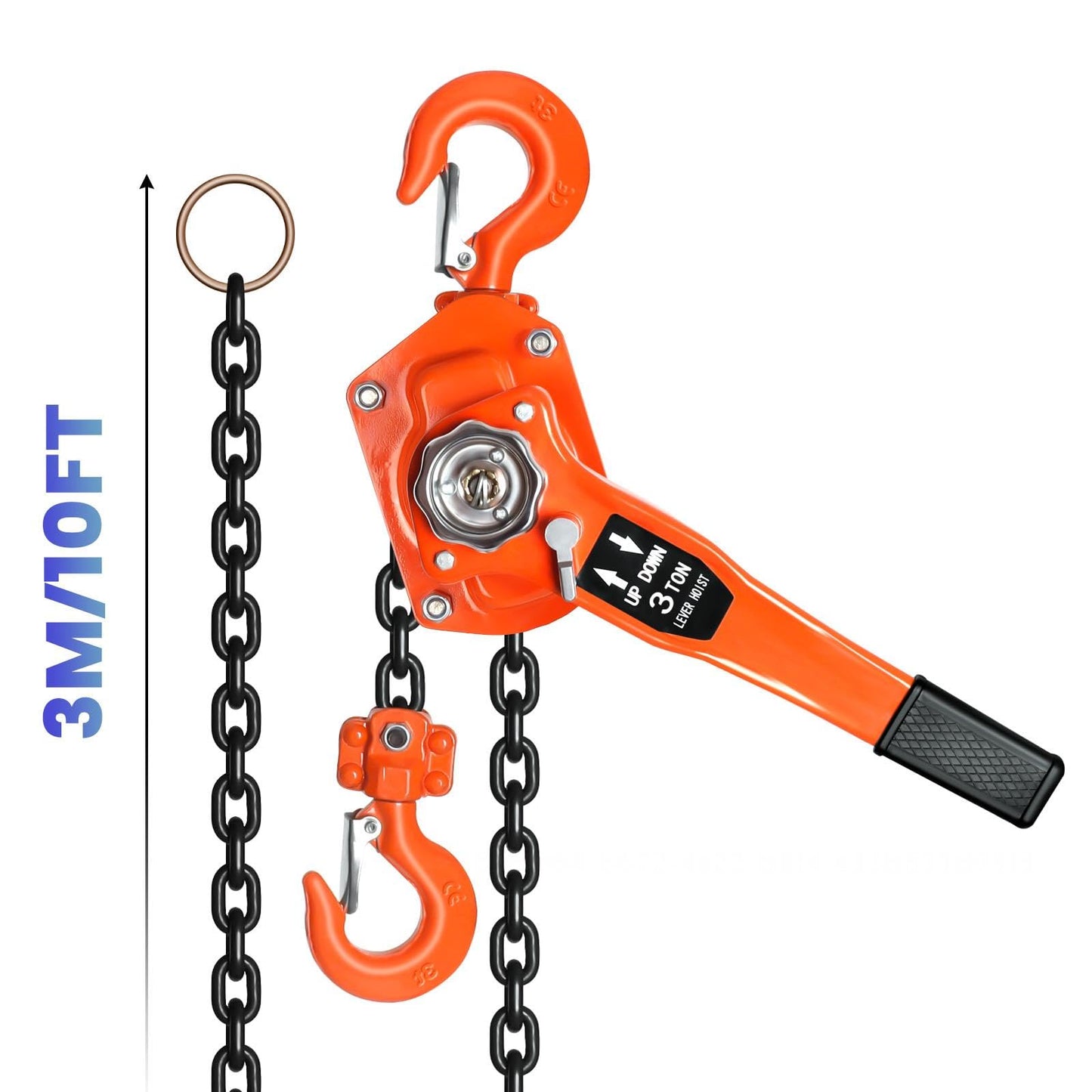 Lever Chain Hoist, Heavy Duty 6600lbs Cpacity Come Along Tool, Hand Chain Hoist with Dual Pawl Brake for Warehouse, Industrial & Construction Use (3Ton10FT)