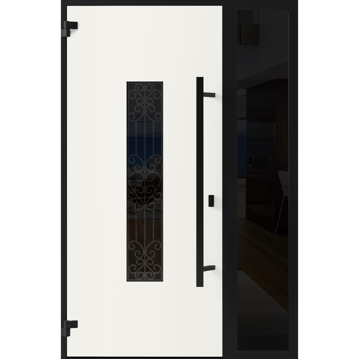 VDOMDOORS Front Exterior Prehung Steel Door/Ronex 1205 Bronze Oak/Side Exterior Window Sidelite/Entry Metal Modern Painted W36+14" x H80 Right Hand Inswing