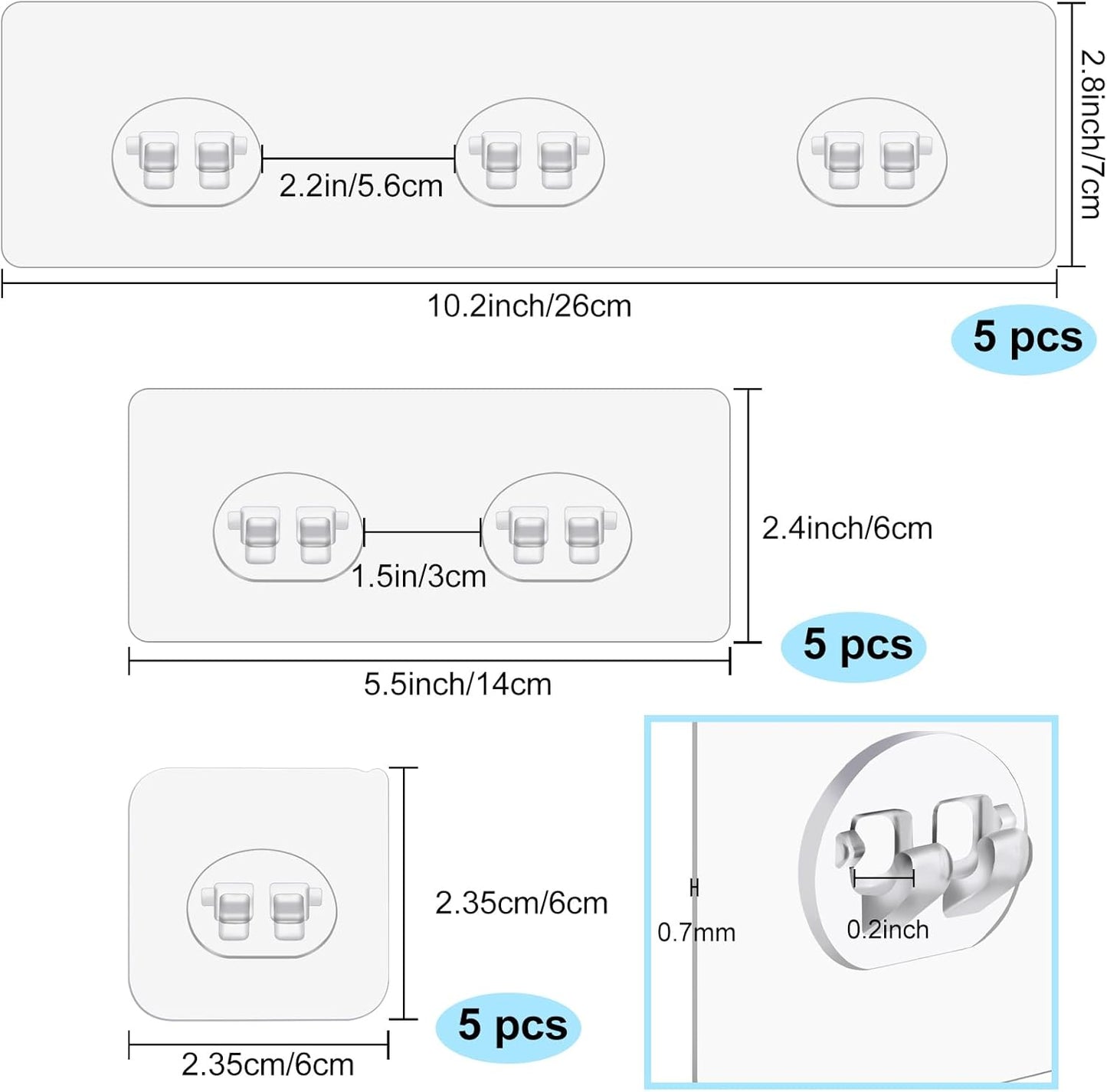 Vivinin Shower Caddy Adhesive Replacement - No Drilling Hooks for Bathroom & Kitchen | 15 Pack