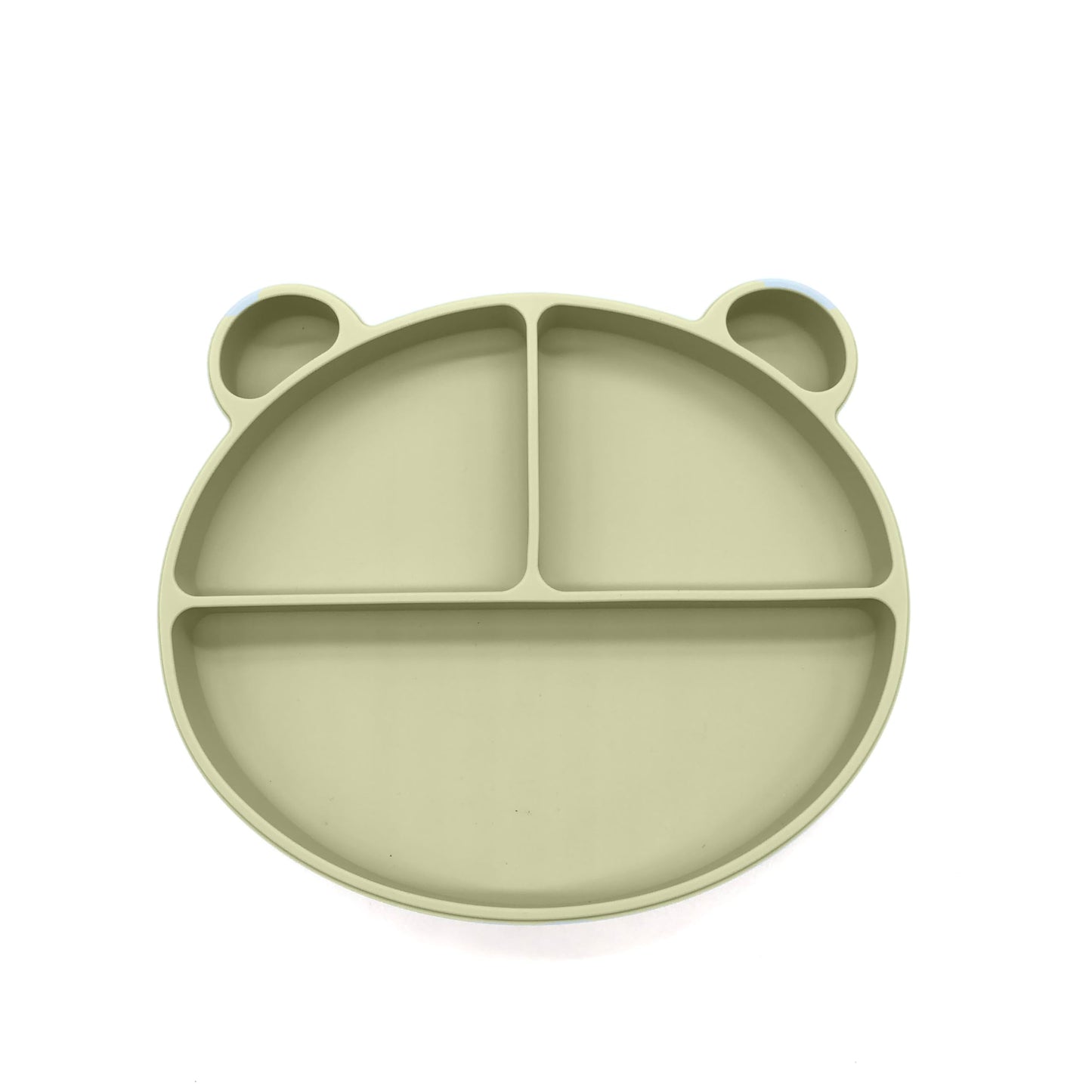 Silicone Baby Feeding Set, Toddler Feeding Set With Divided Suction Plate Bowl Spoons Forks Sippy Cup Adjustable Bib Non Slip Mat, Baby Eating Utensils, Bear Shape, 7-Piece, (Green)