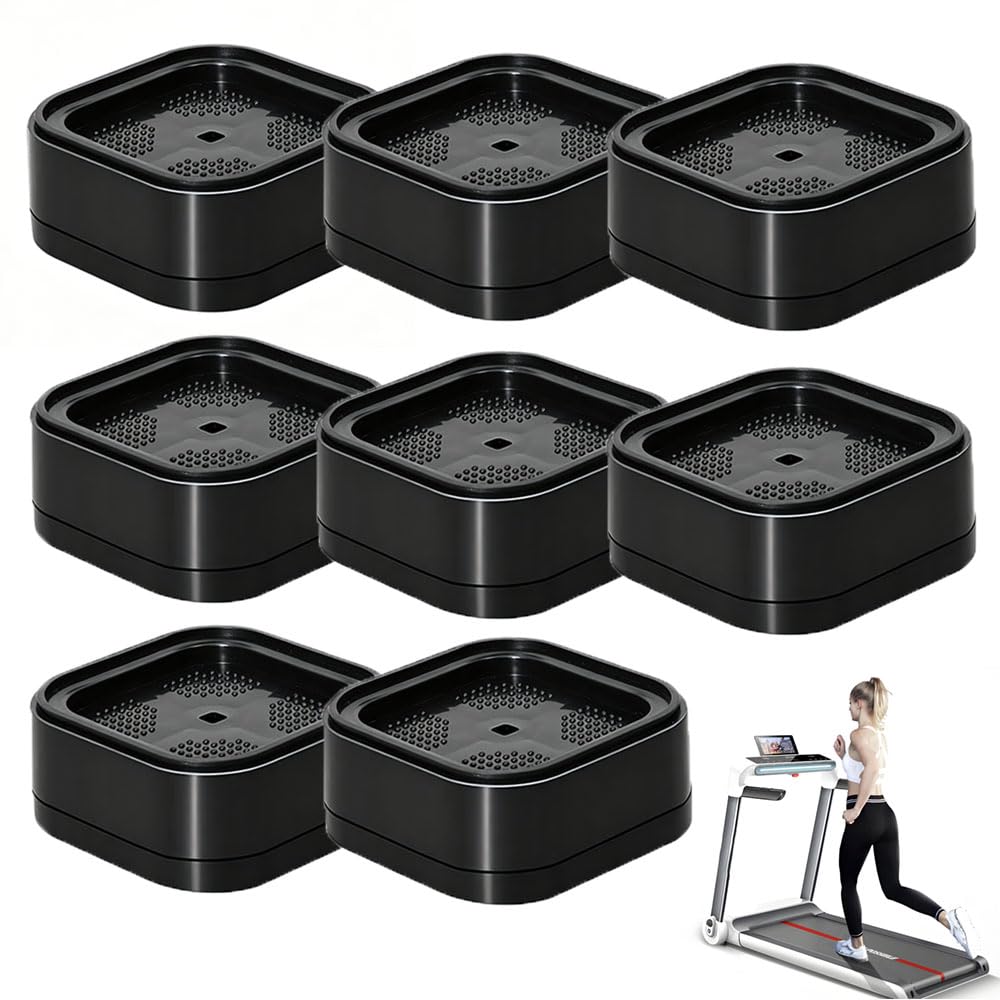 MouMouPurr 8Pcs Black Stackable Treadmill Incline Riser Blocks, Adjustable Height Non-Slip Walking Ramp Pad Attachment for Home Gym Leveling & Uphill Workout, Durable Treadmill Accessories