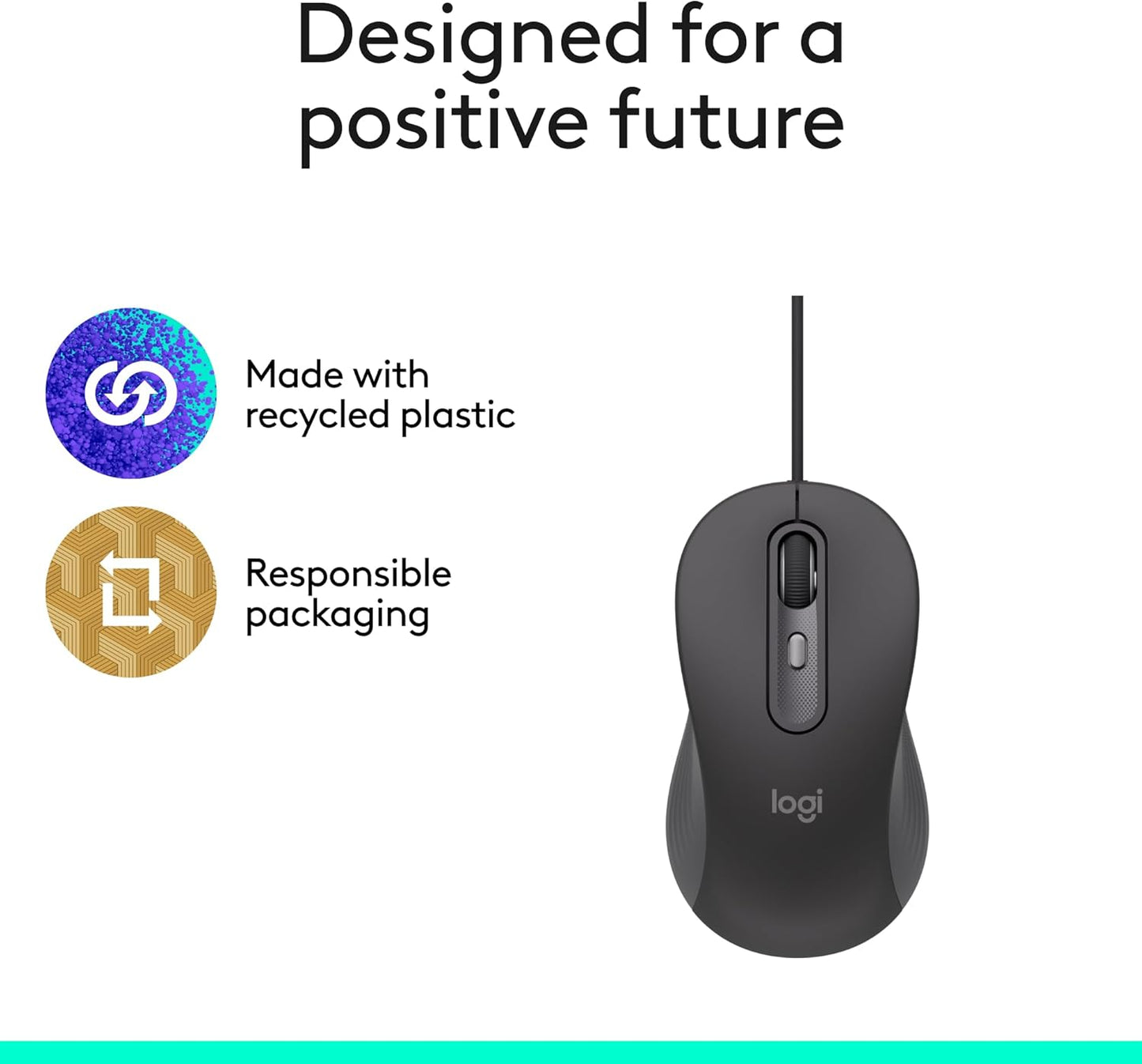 Logitech M520 Signature Wired L for Business, Optical Wired Mouse, USB-C Plug-and-Play, Windows/Mac/Chrome/PC/laptops
